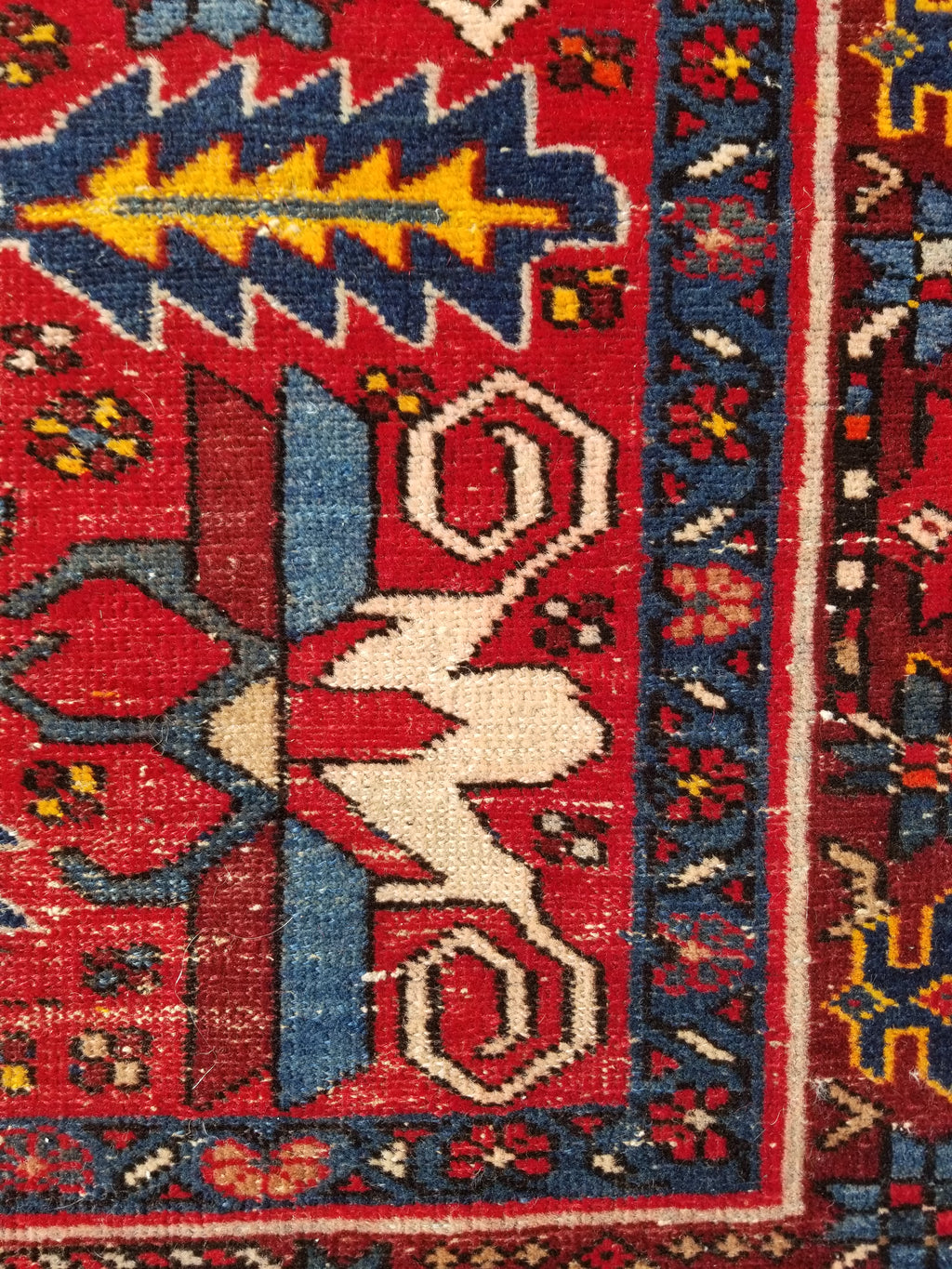 Distressed Vintage Traditional Handmade Karajeh Style Wool Runner Rug 360x91cm