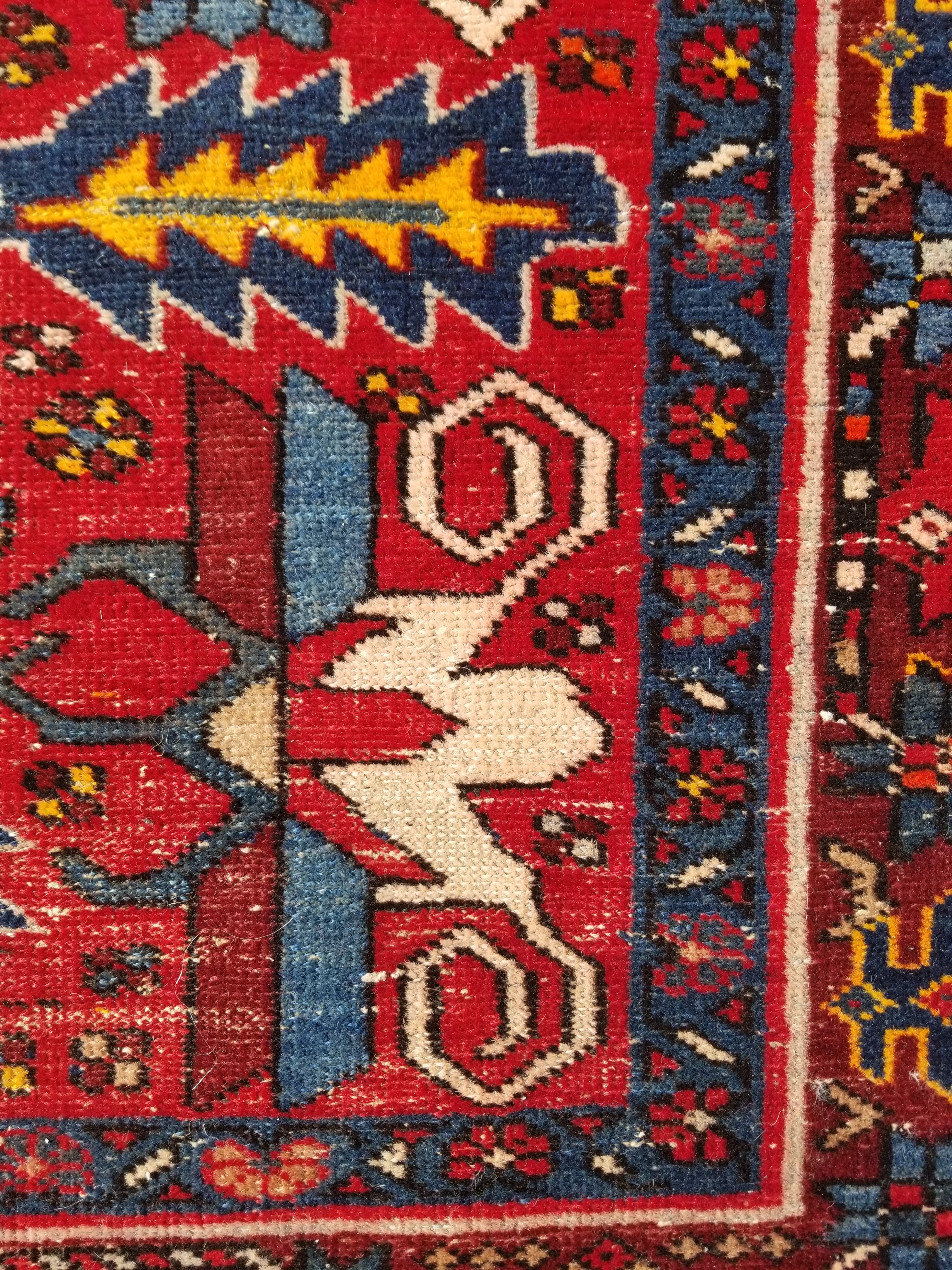 Distressed Vintage Traditional Handmade Karajeh Style Wool Runner Rug 360x91cm