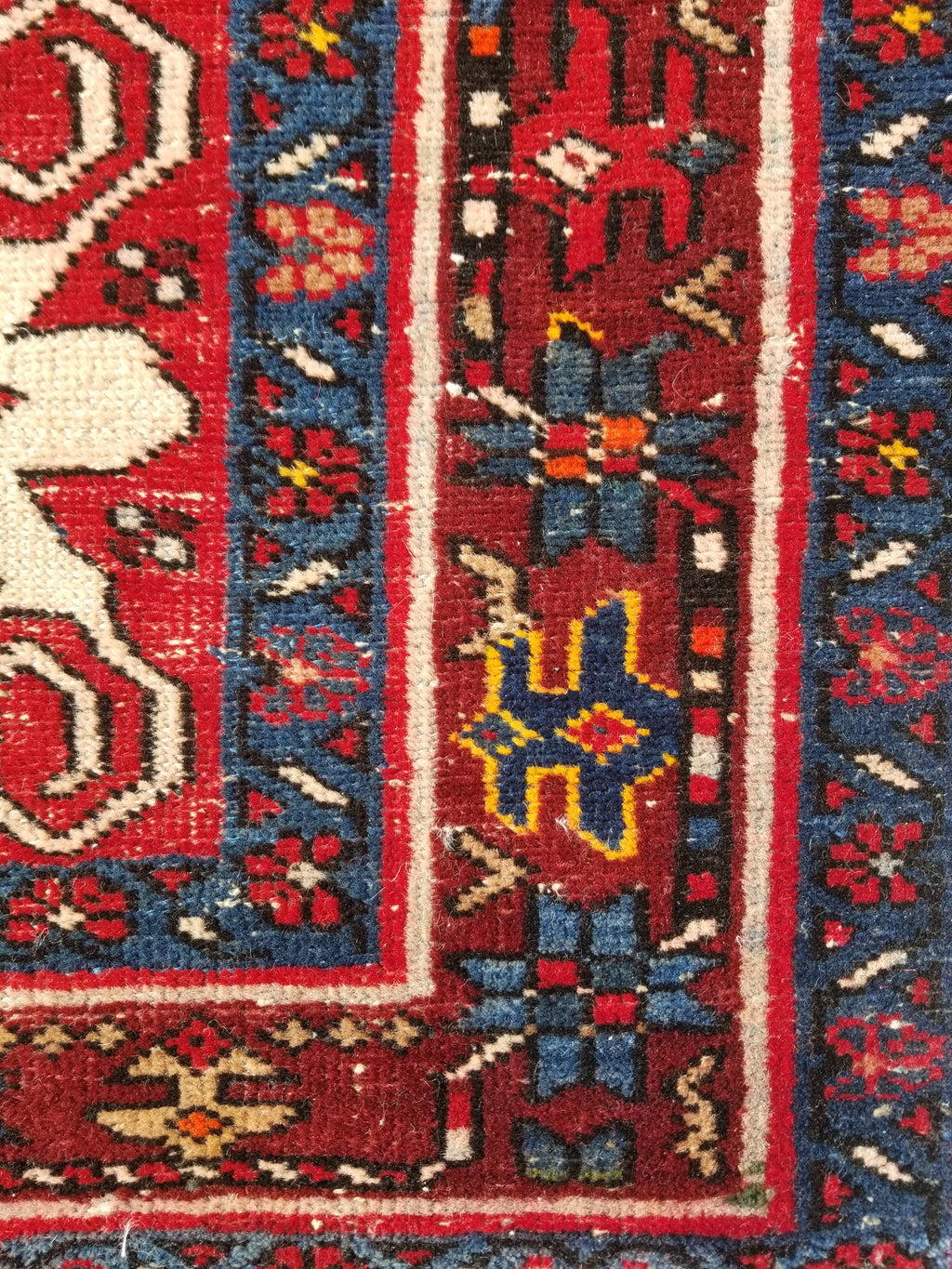 Distressed Vintage Traditional Handmade Karajeh Style Wool Runner Rug 360x91cm