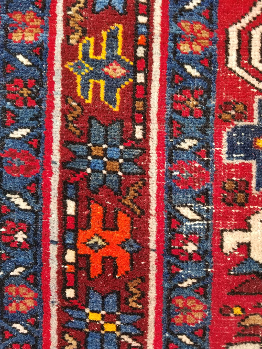 Distressed Vintage Traditional Handmade Karajeh Style Wool Runner Rug 360x91cm