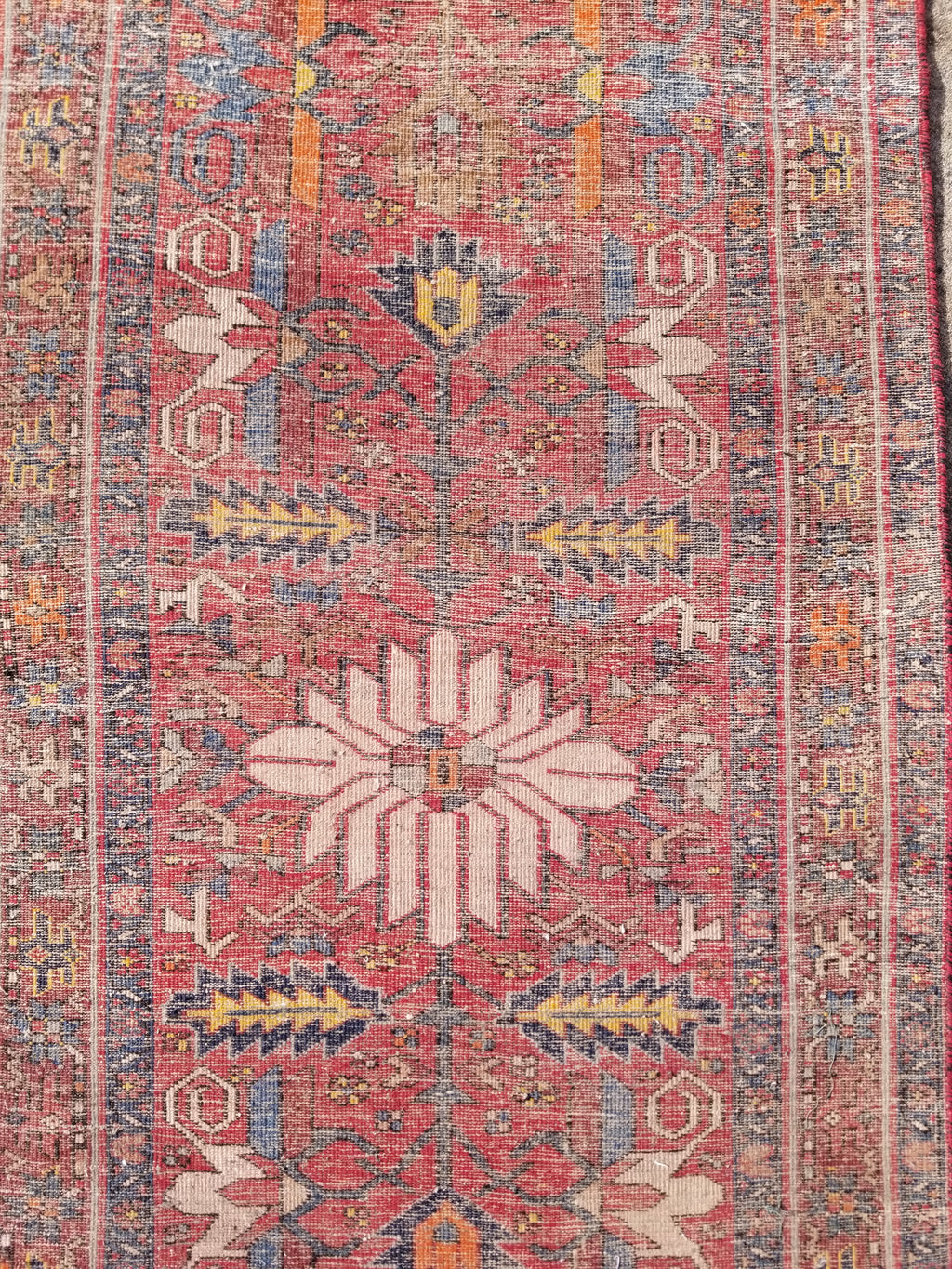 Distressed Vintage Traditional Handmade Karajeh Style Wool Runner Rug 360x91cm