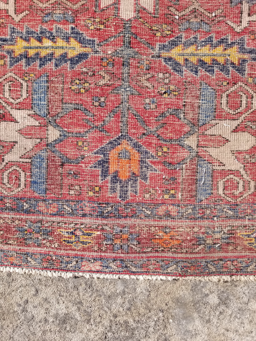 Distressed Vintage Traditional Handmade Karajeh Style Wool Runner Rug 360x91cm