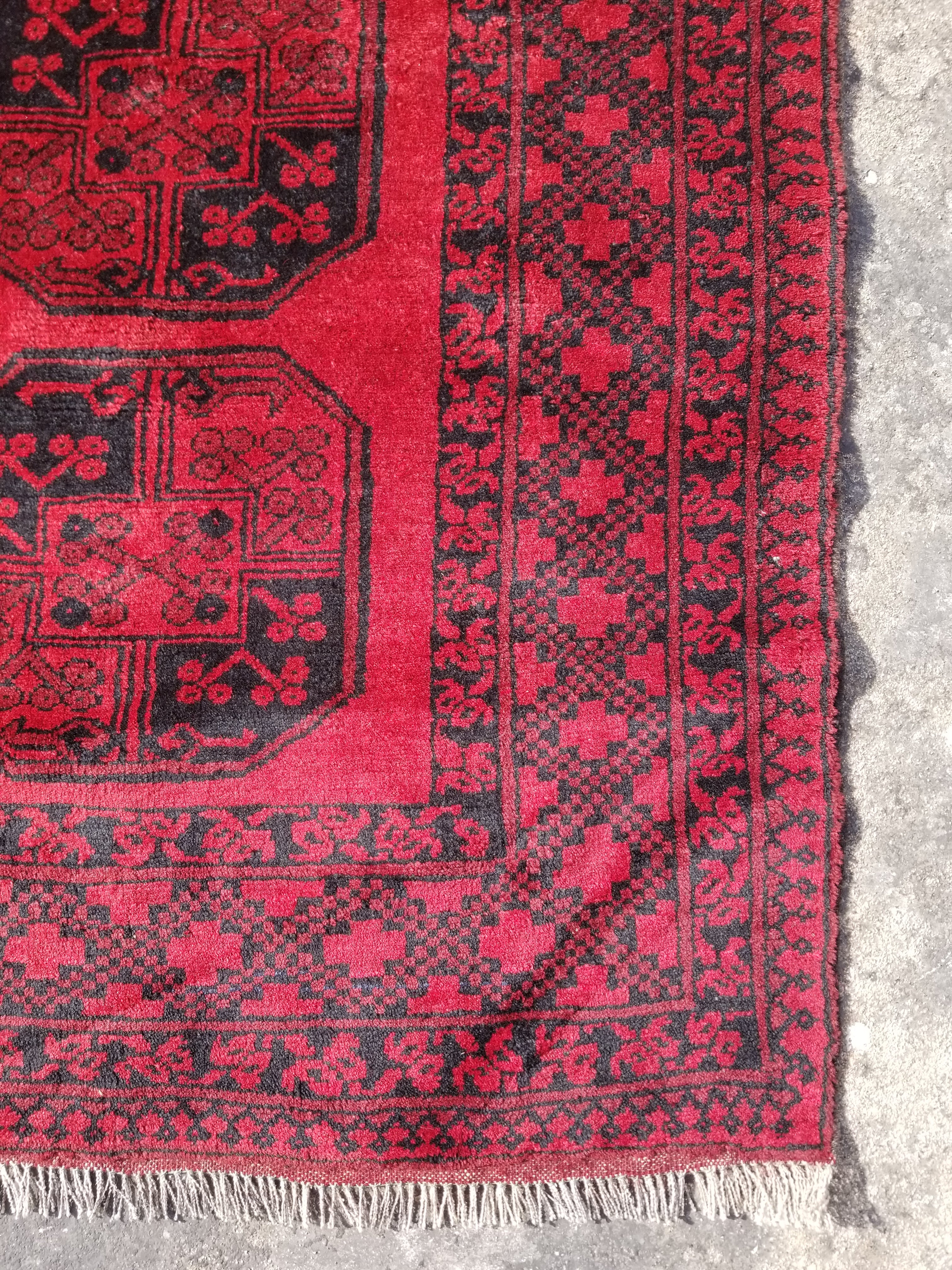 Vintage Traditional Handmade Afghan Aqcha Wool Multicolor Rug 180x109cm