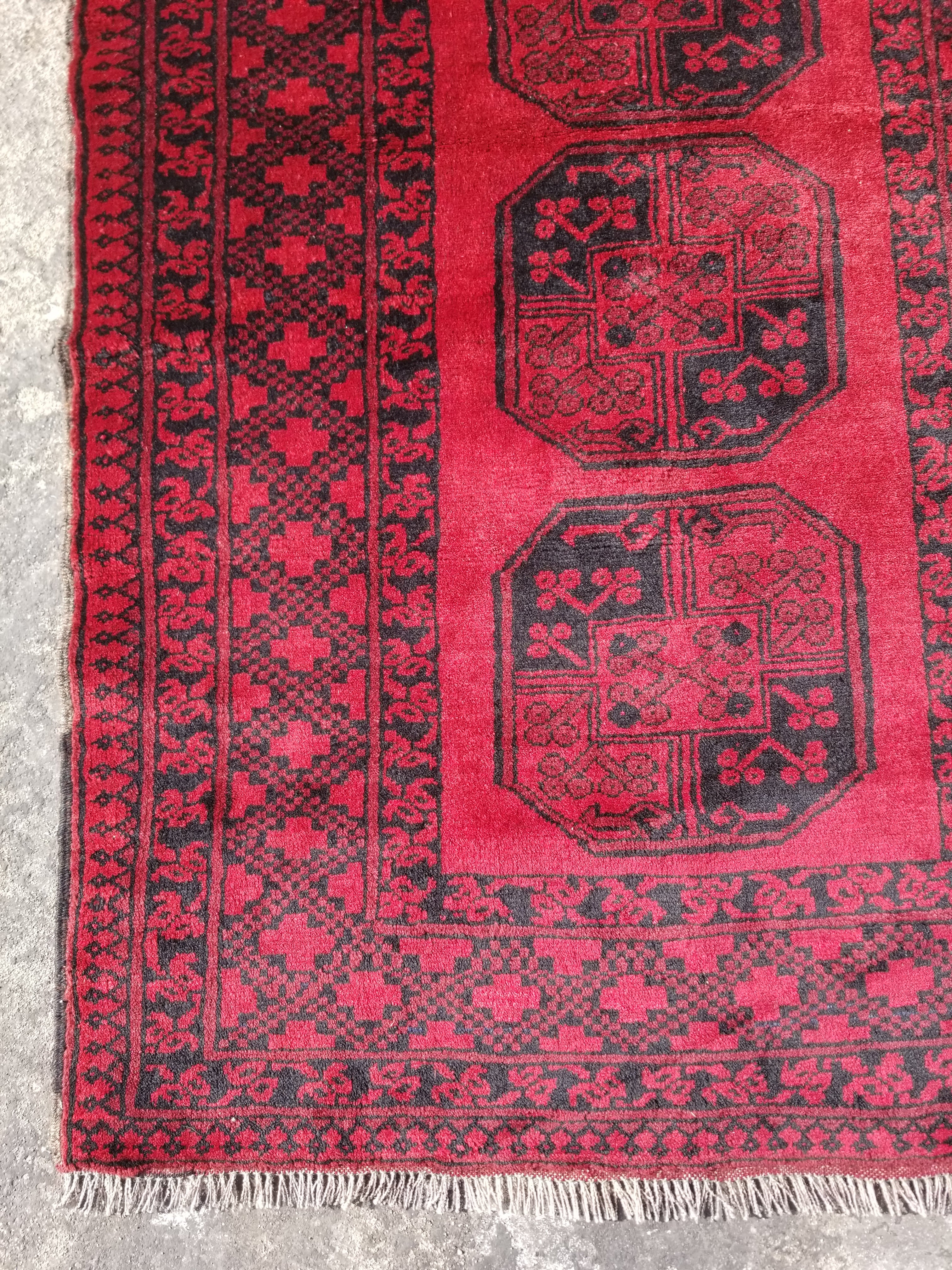 Vintage Traditional Handmade Afghan Aqcha Wool Multicolor Rug 180x109cm