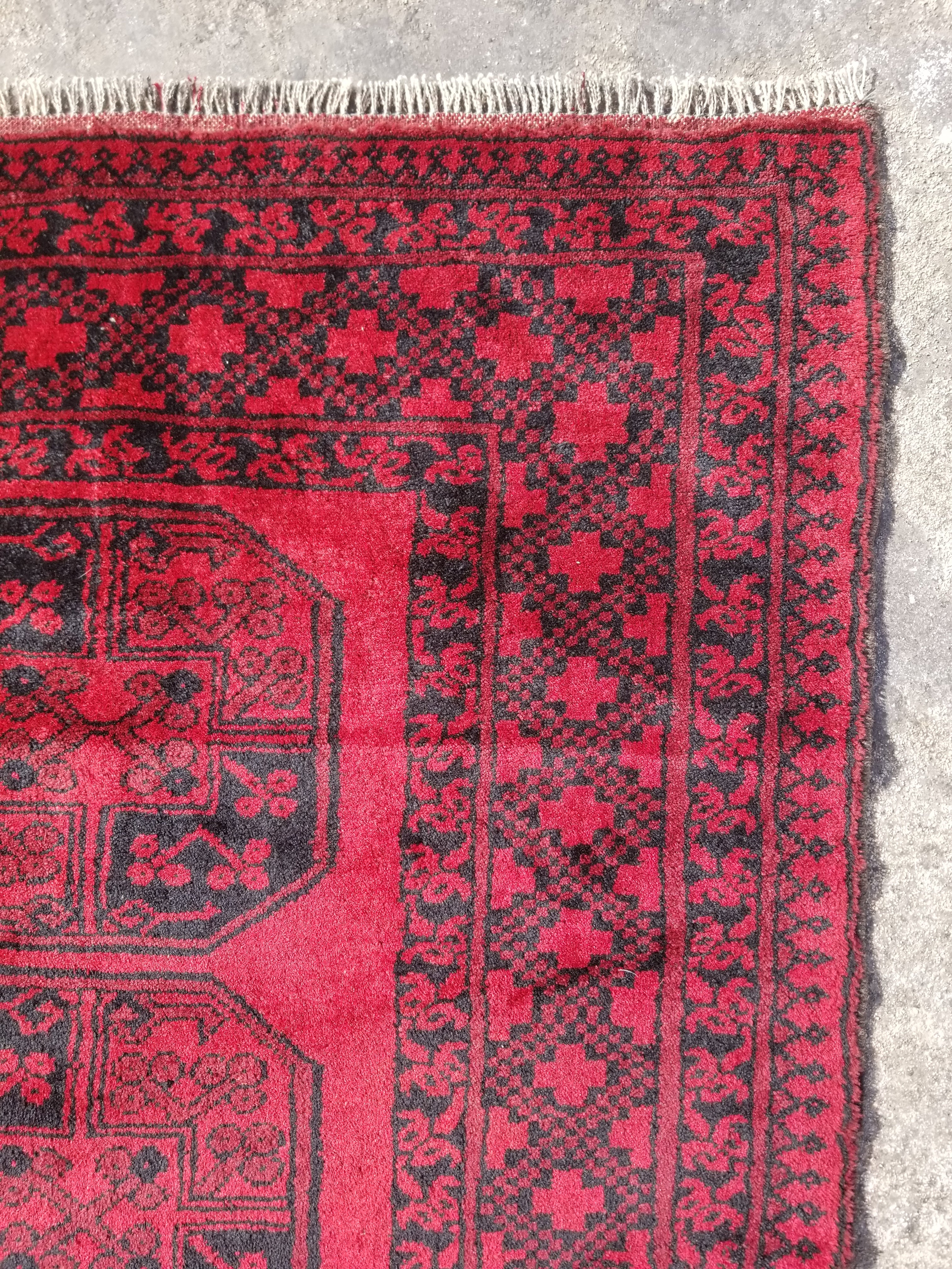 Vintage Traditional Handmade Afghan Aqcha Wool Multicolor Rug 180x109cm