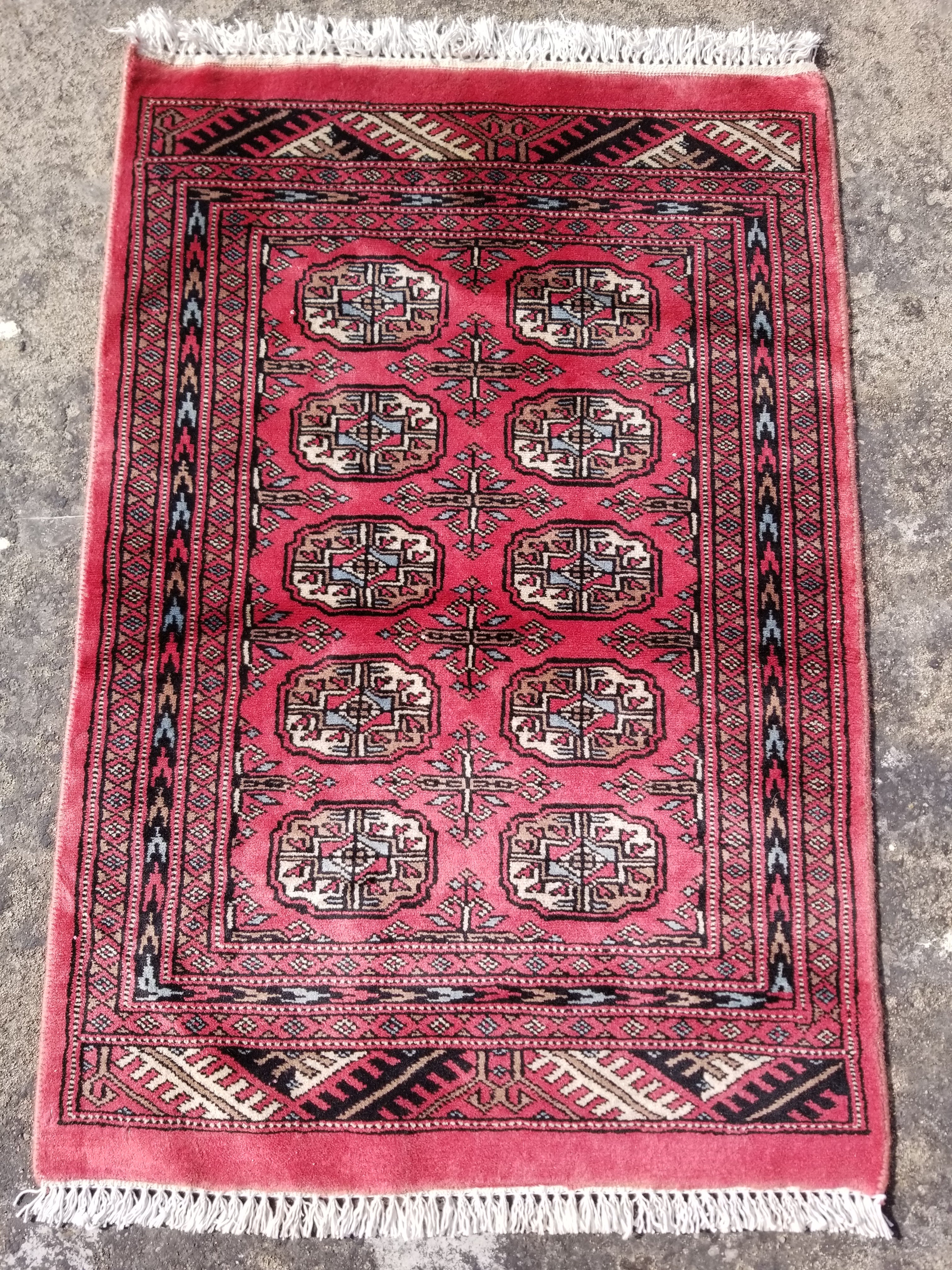 Vintage Traditional Handmade Bokhara Style Oriental Wool Multicolor Rug 93x66cm