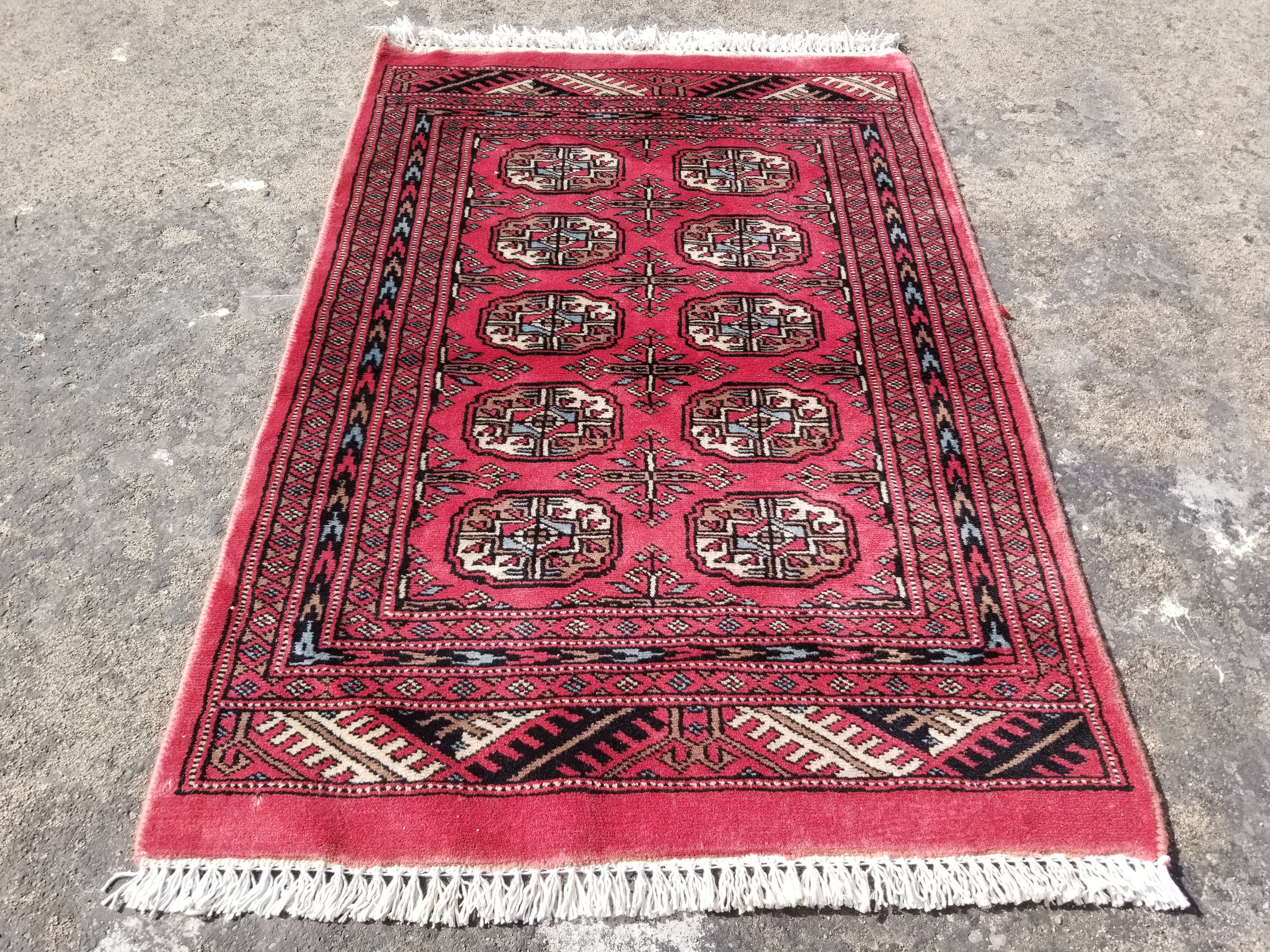 Vintage Traditional Handmade Bokhara Style Oriental Wool Multicolor Rug 93x66cm