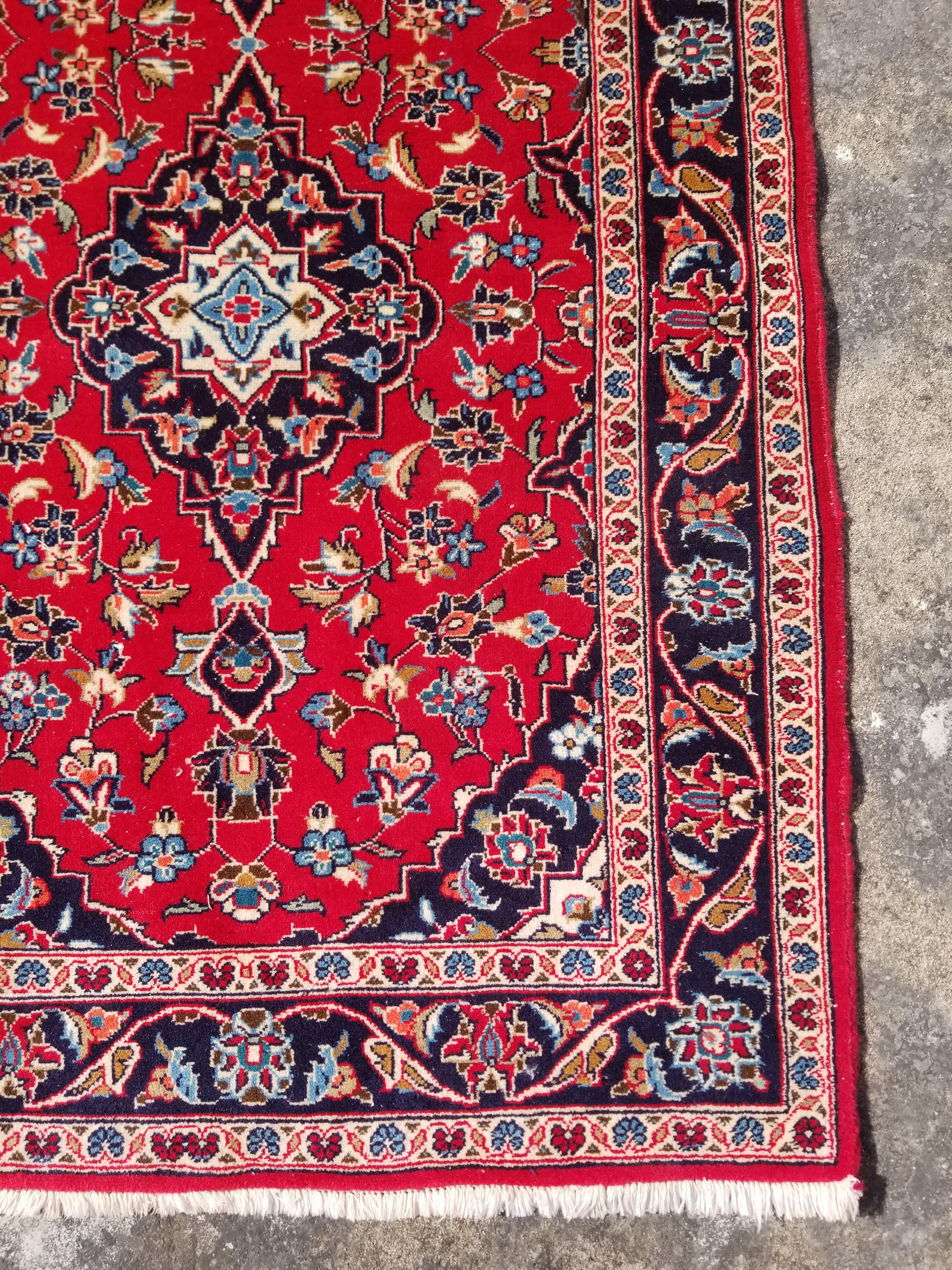 Vintage Traditional Handmade Keshan Style Wool Multicolor Runner Rug 299x104cm