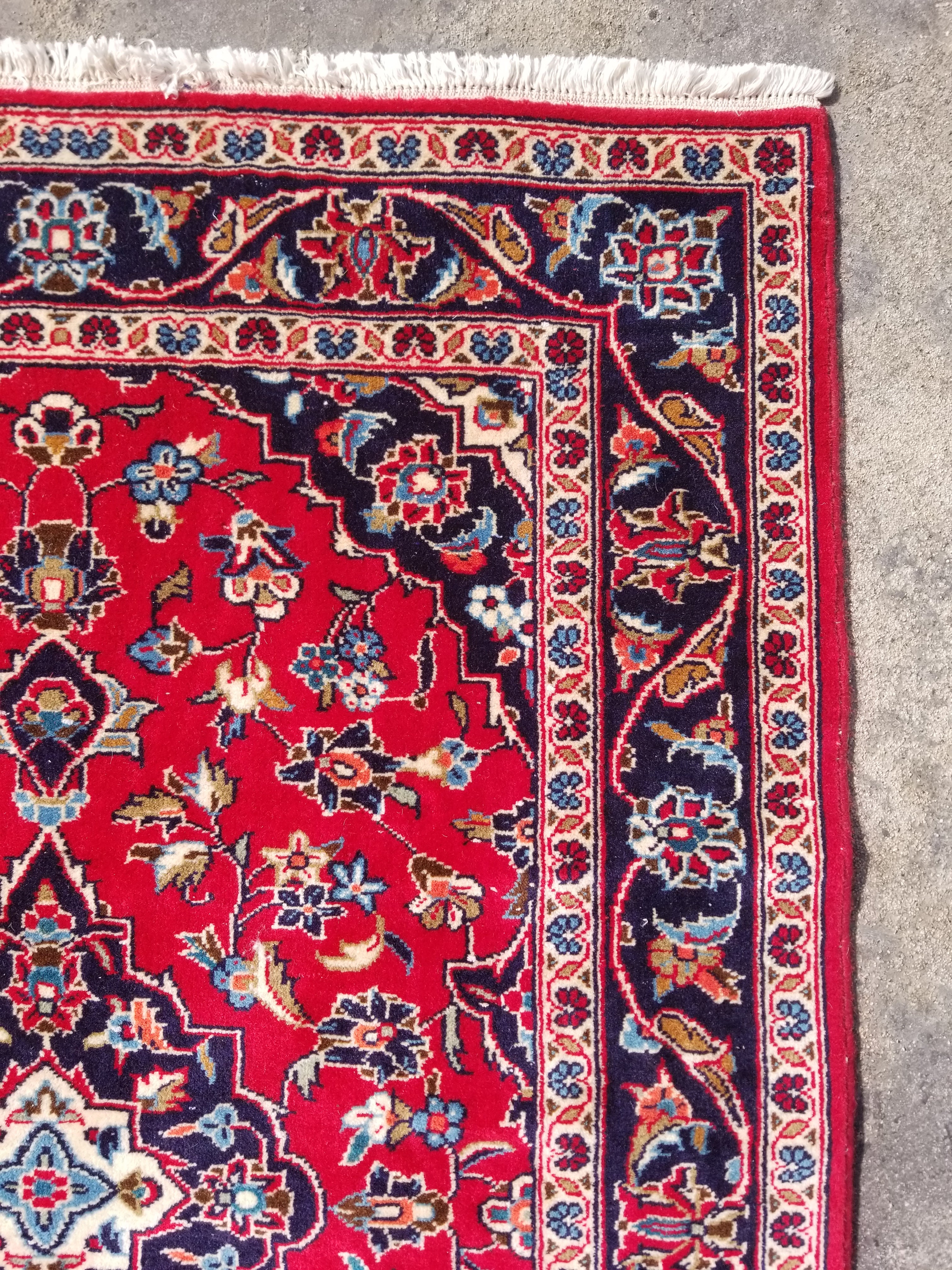 Vintage Traditional Handmade Keshan Style Wool Multicolor Runner Rug 299x104cm