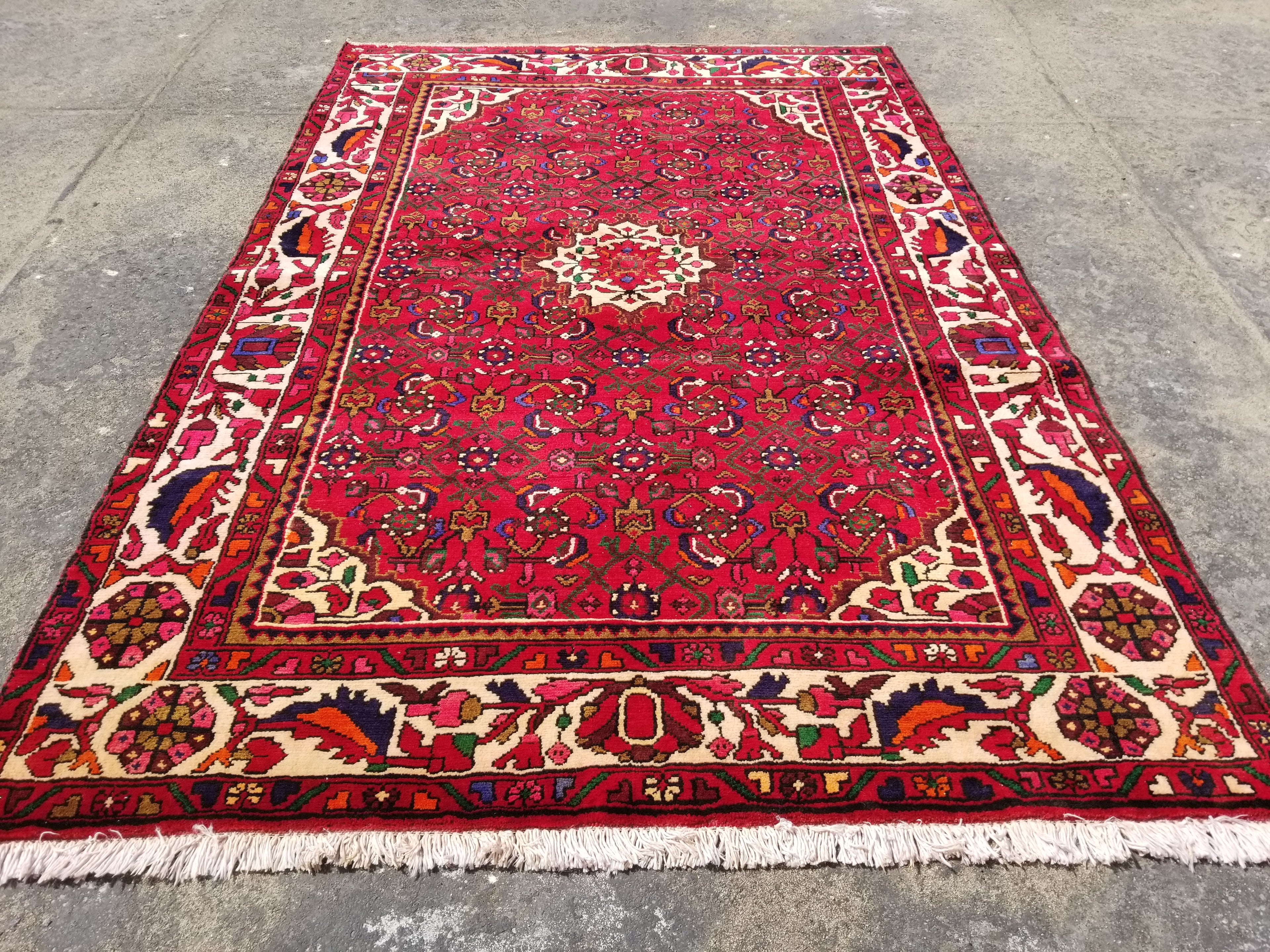 Vintage Traditional Handmade Oriental Wool Multicolor Rug 210x139cm