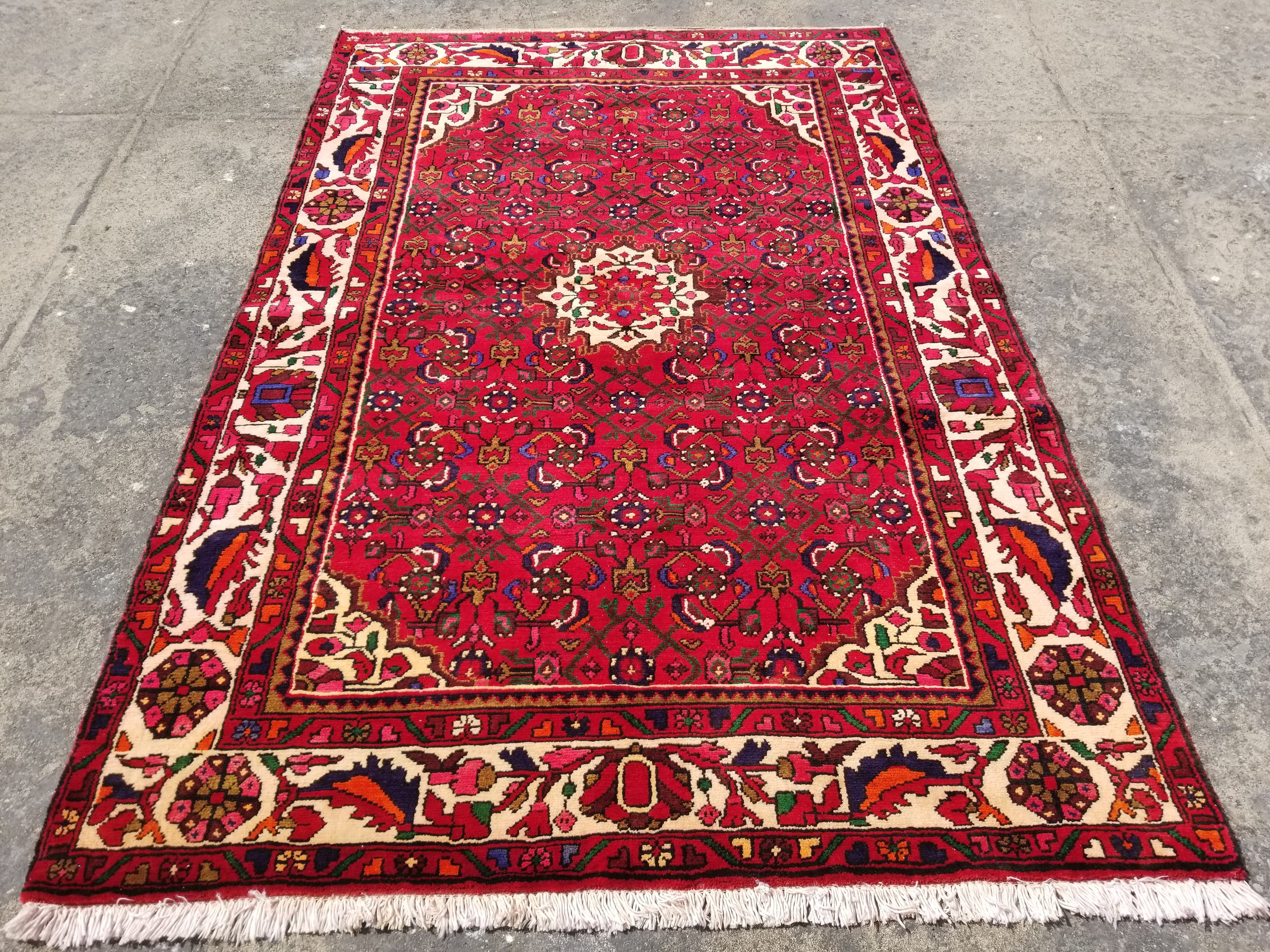 Vintage Traditional Handmade Oriental Wool Multicolor Rug 210x139cm