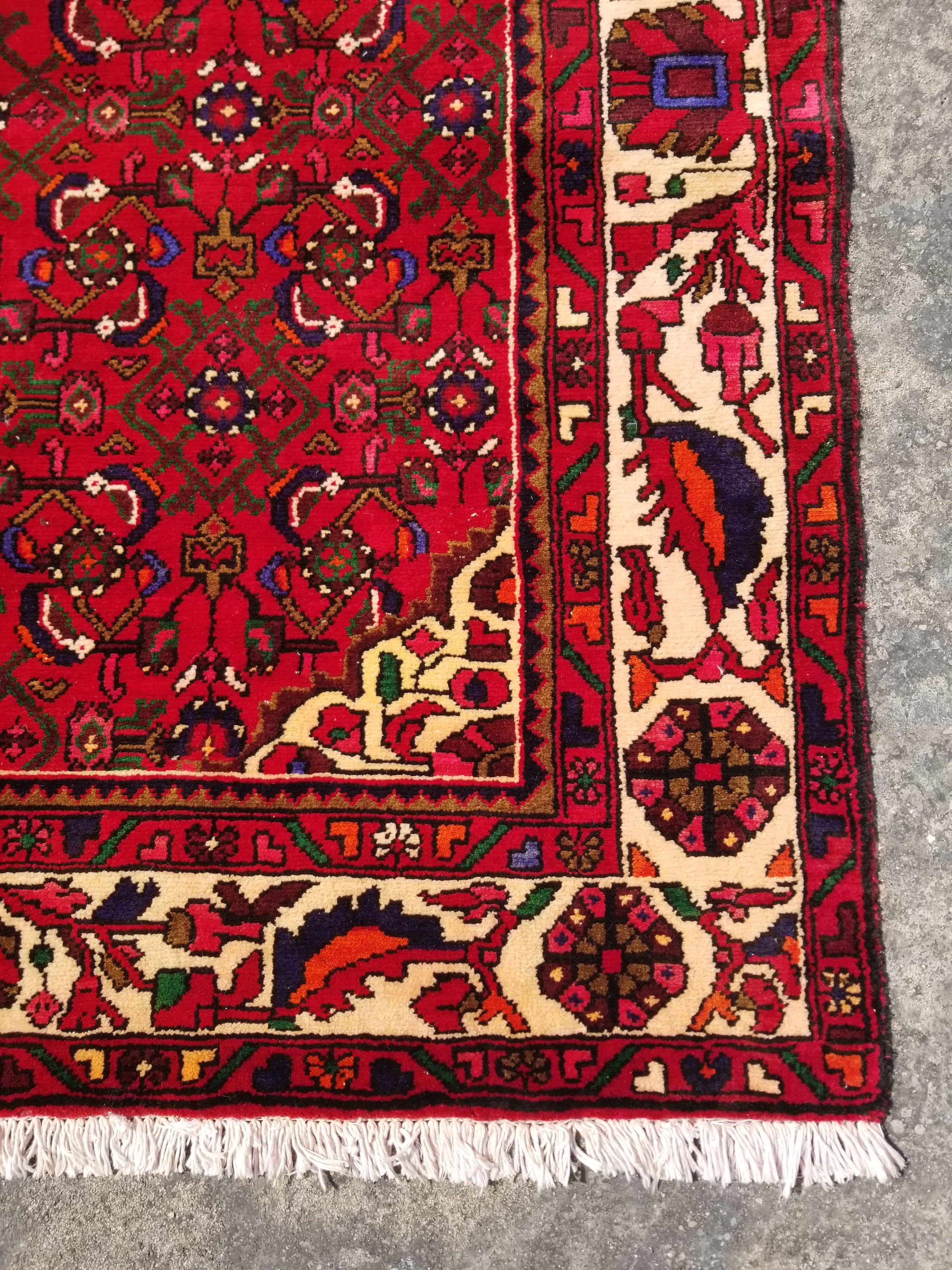 Vintage Traditional Handmade Oriental Wool Multicolor Rug 210x139cm