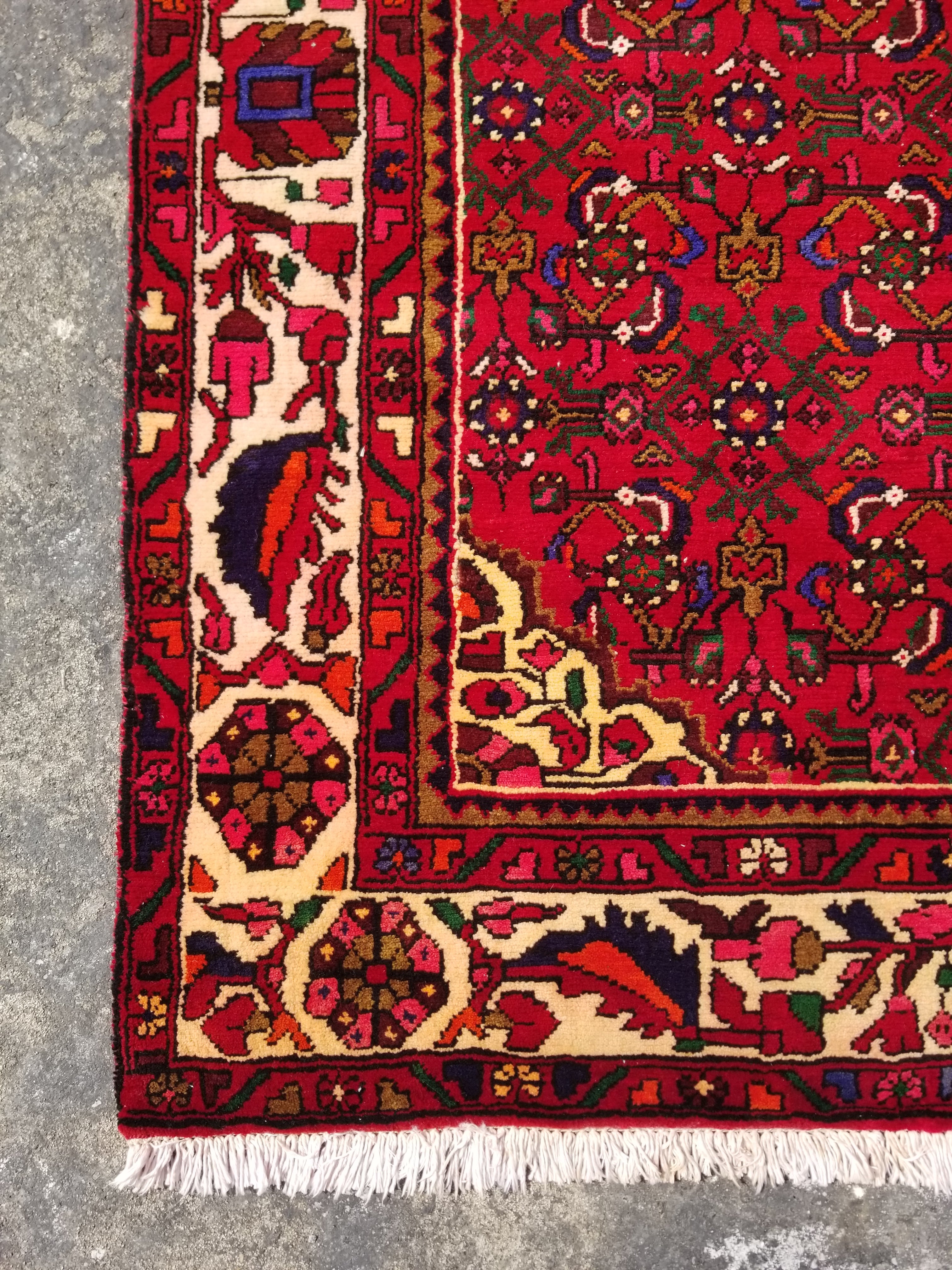 Vintage Traditional Handmade Oriental Wool Multicolor Rug 210x139cm