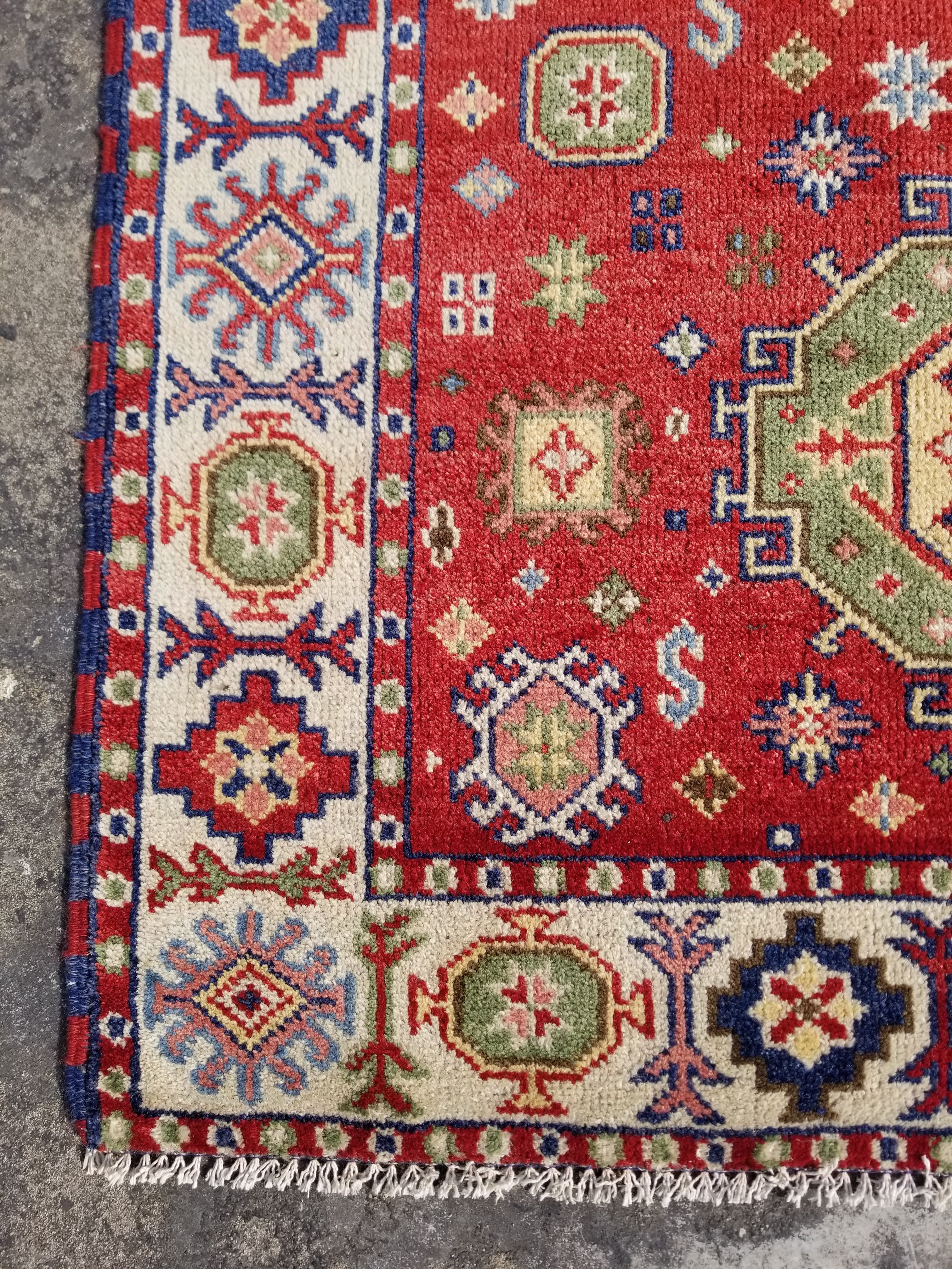 Vintage Traditional Handmade Kazak Wool Multicolor Area Rug 180x121cm