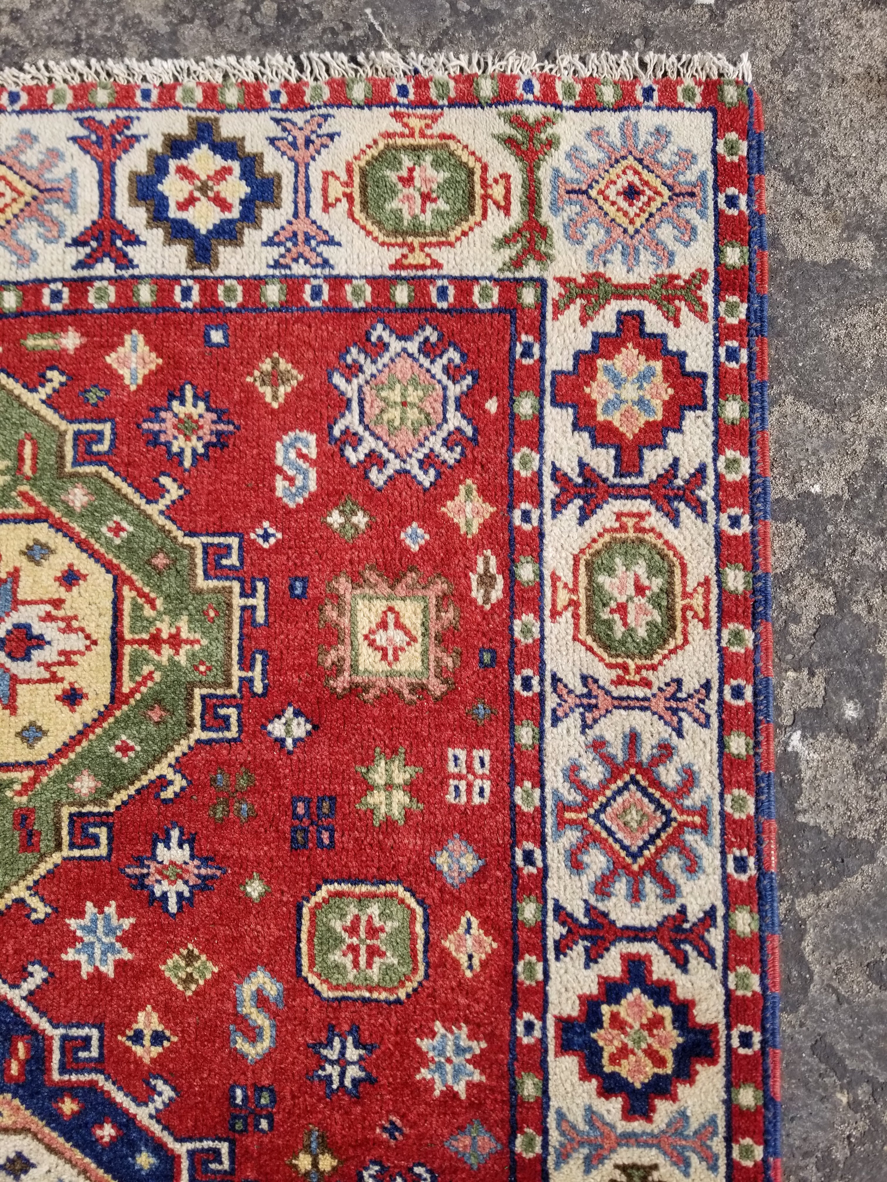 Vintage Traditional Handmade Kazak Wool Multicolor Area Rug 180x121cm