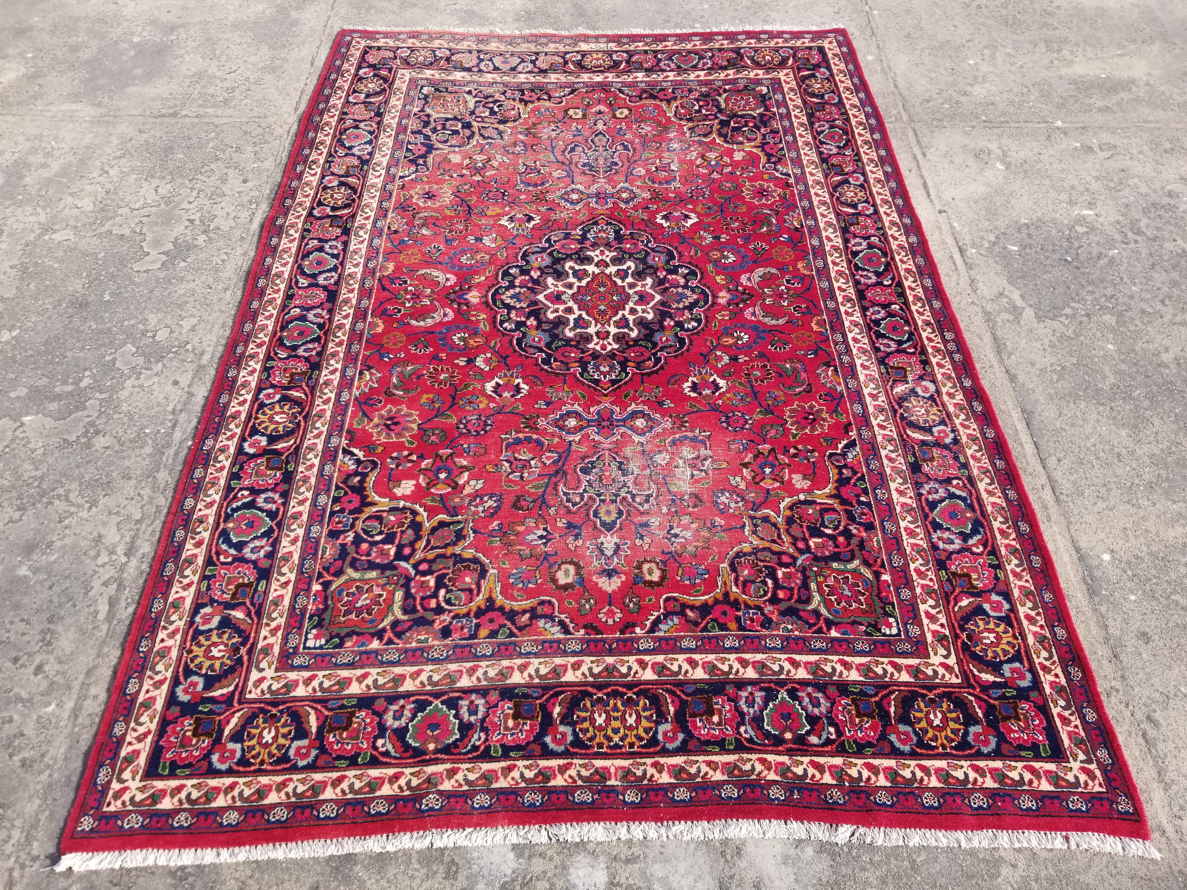 Vintage Traditional Handmade Oriental Wool Multicolor Rug 297x198cm