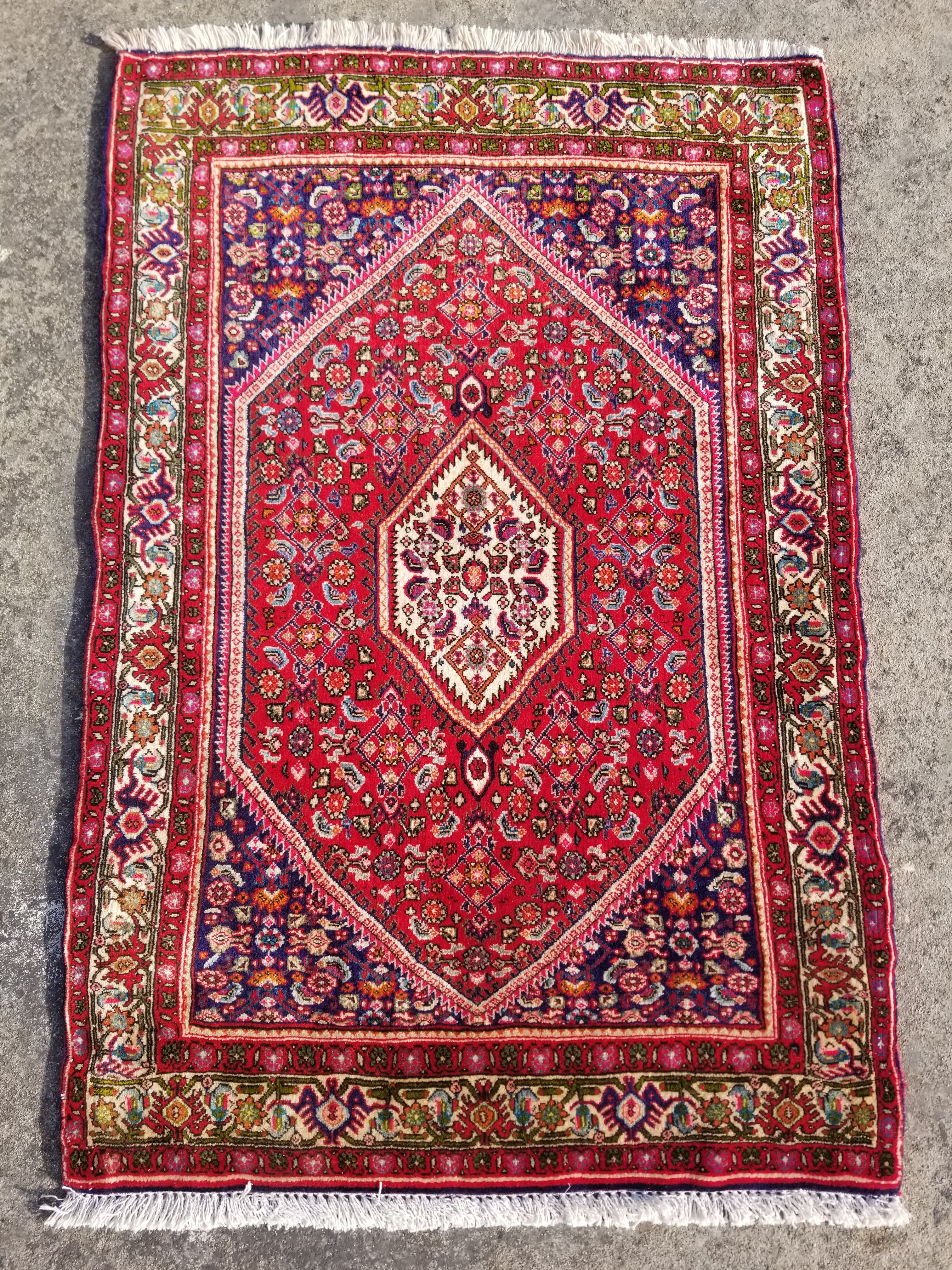 Vintage Traditional Handmade Oriental Wool Multicolor Rug 121x78cm