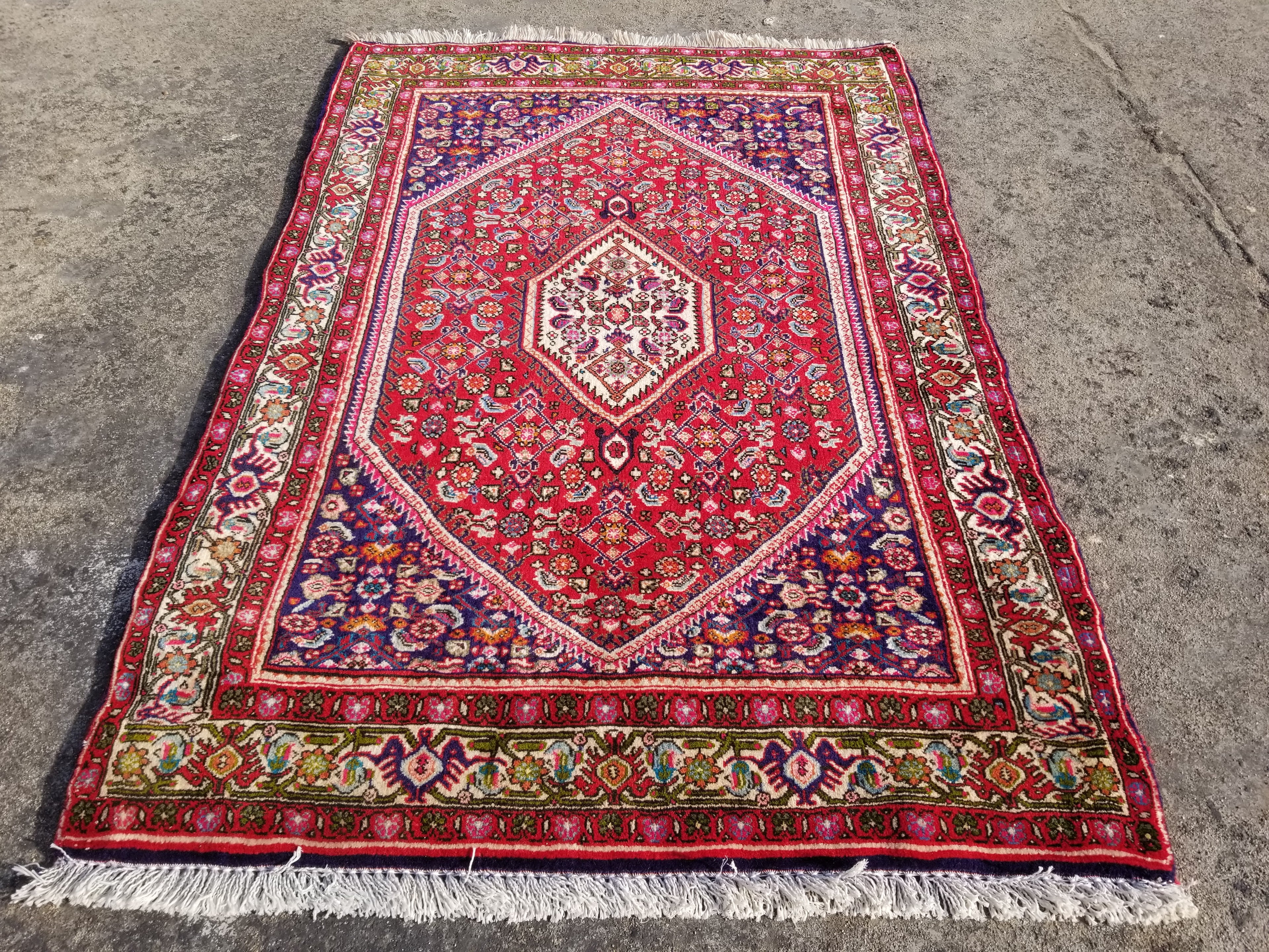 Vintage Traditional Handmade Oriental Wool Multicolor Rug 121x78cm