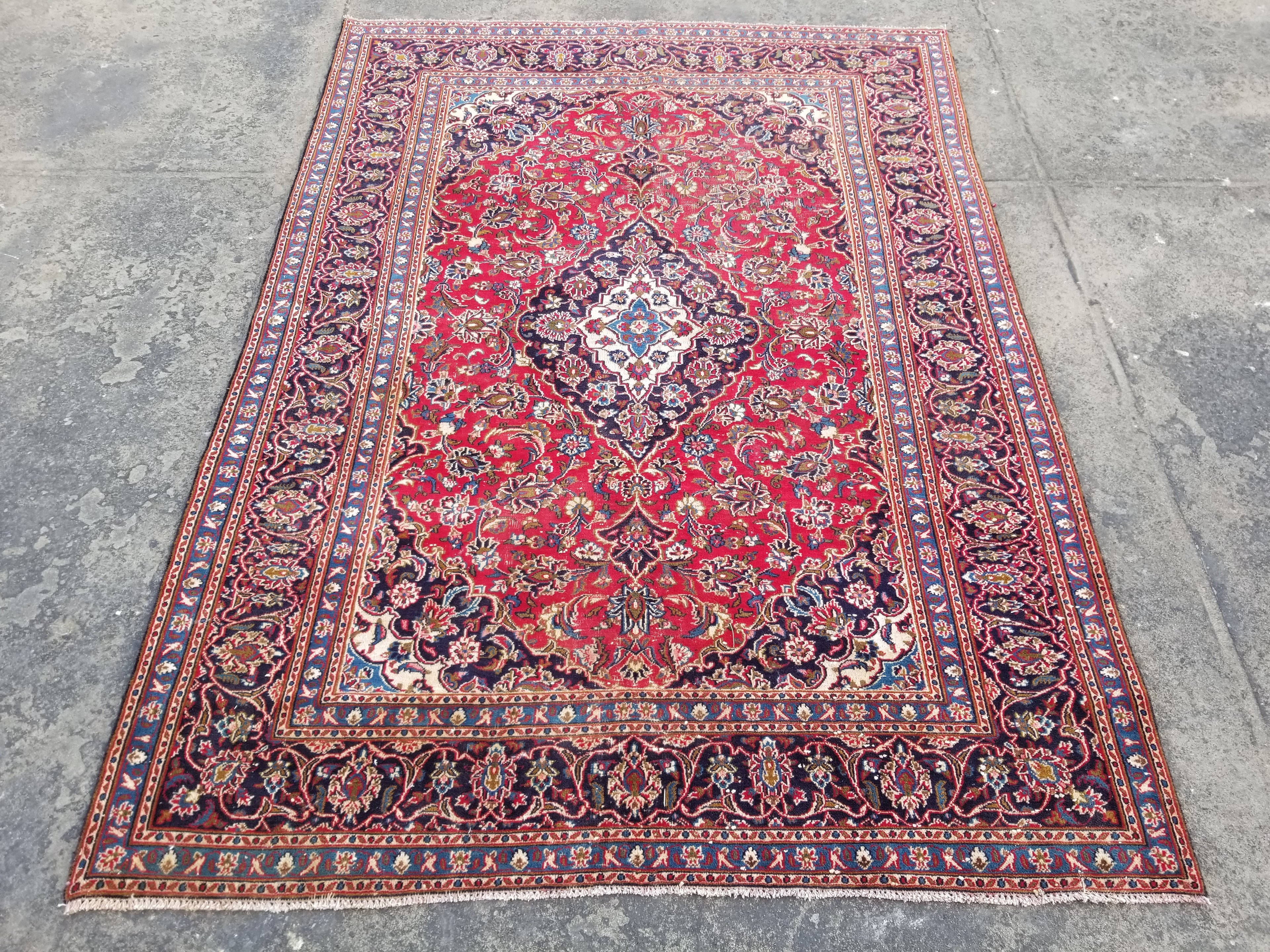 Vintage Traditional Handmade Keshan Style Wool Multicolor Rug 274x195cm