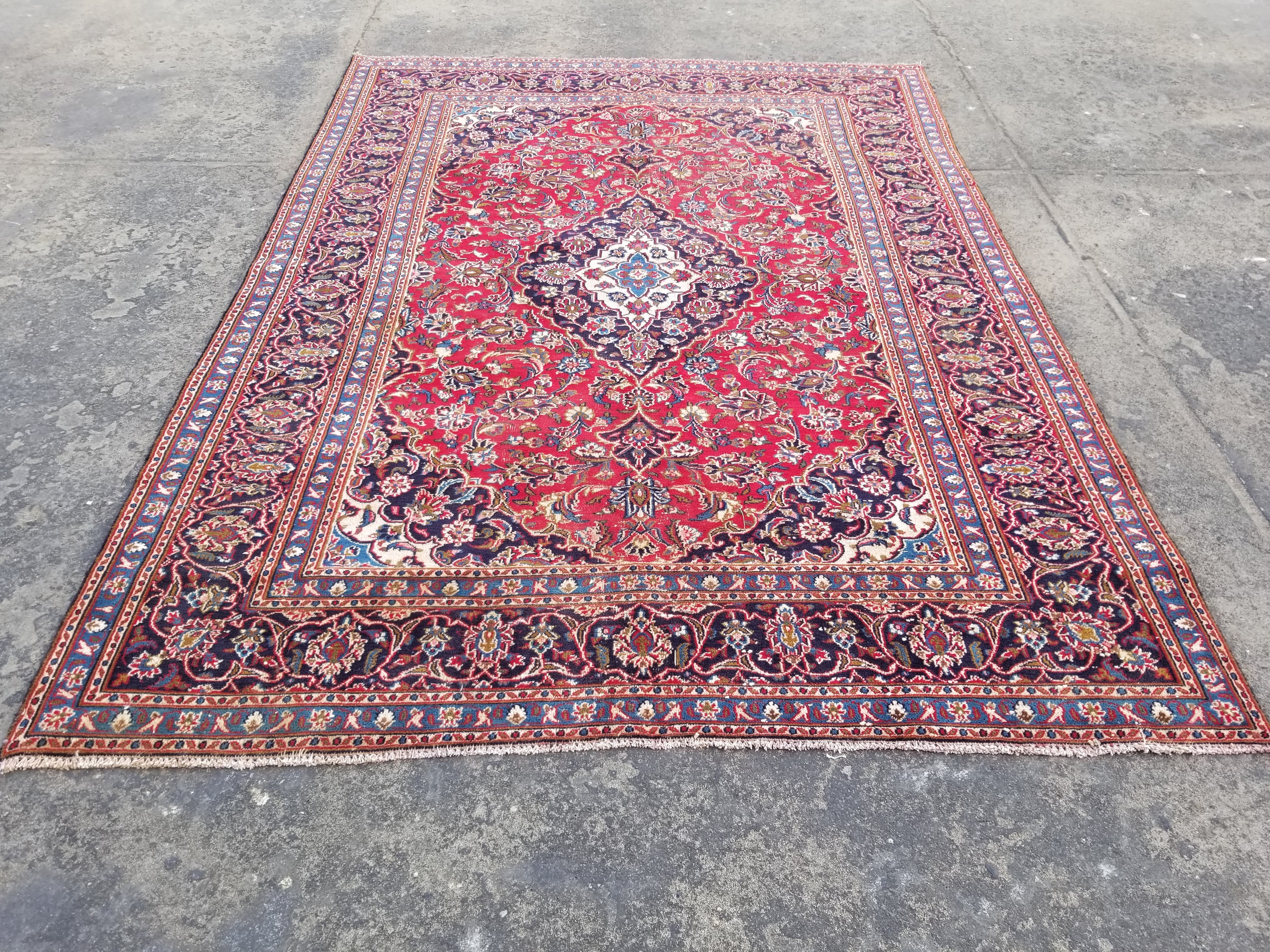 Vintage Traditional Handmade Keshan Style Wool Multicolor Rug 274x195cm