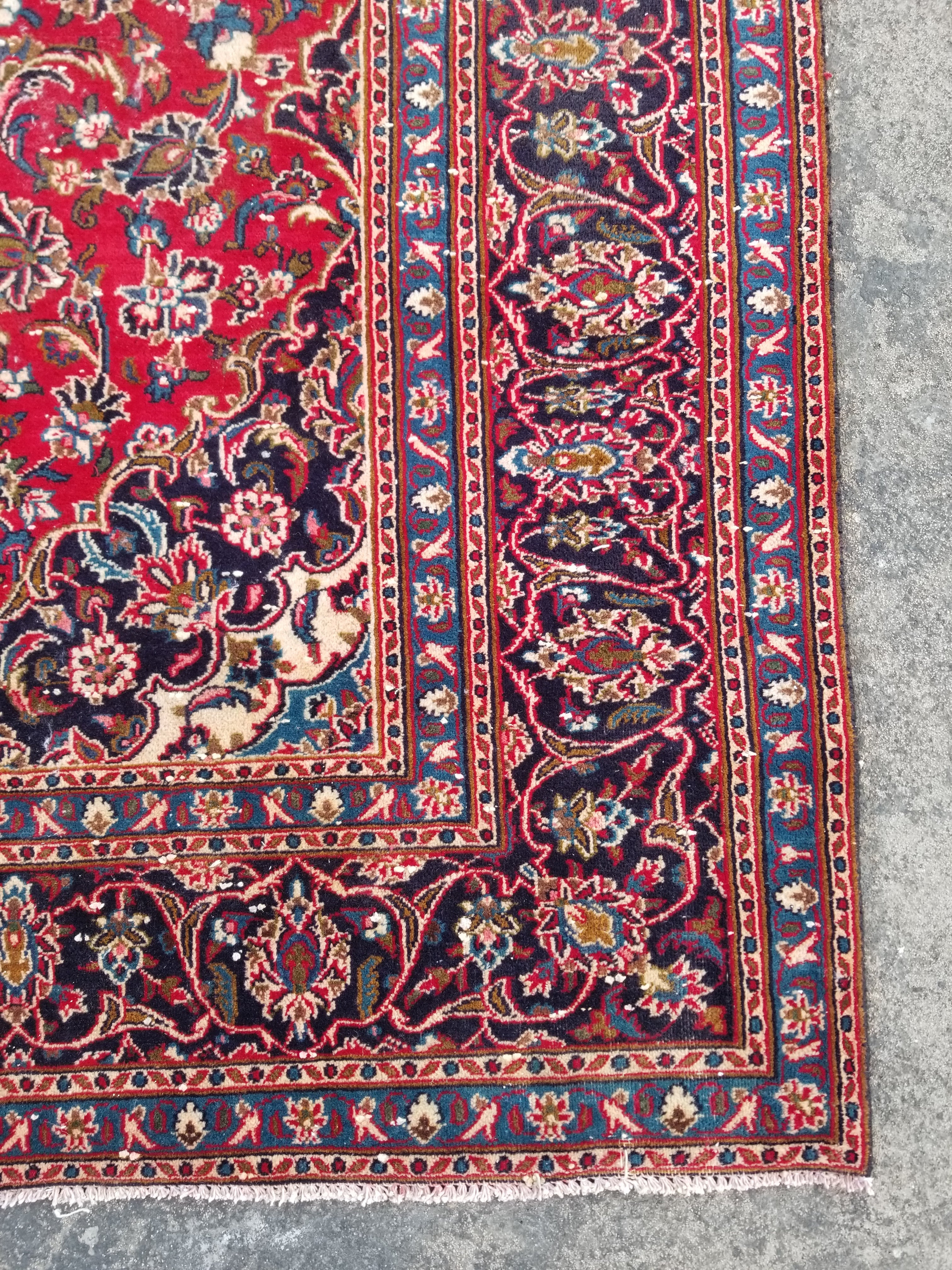 Vintage Traditional Handmade Keshan Style Wool Multicolor Rug 274x195cm