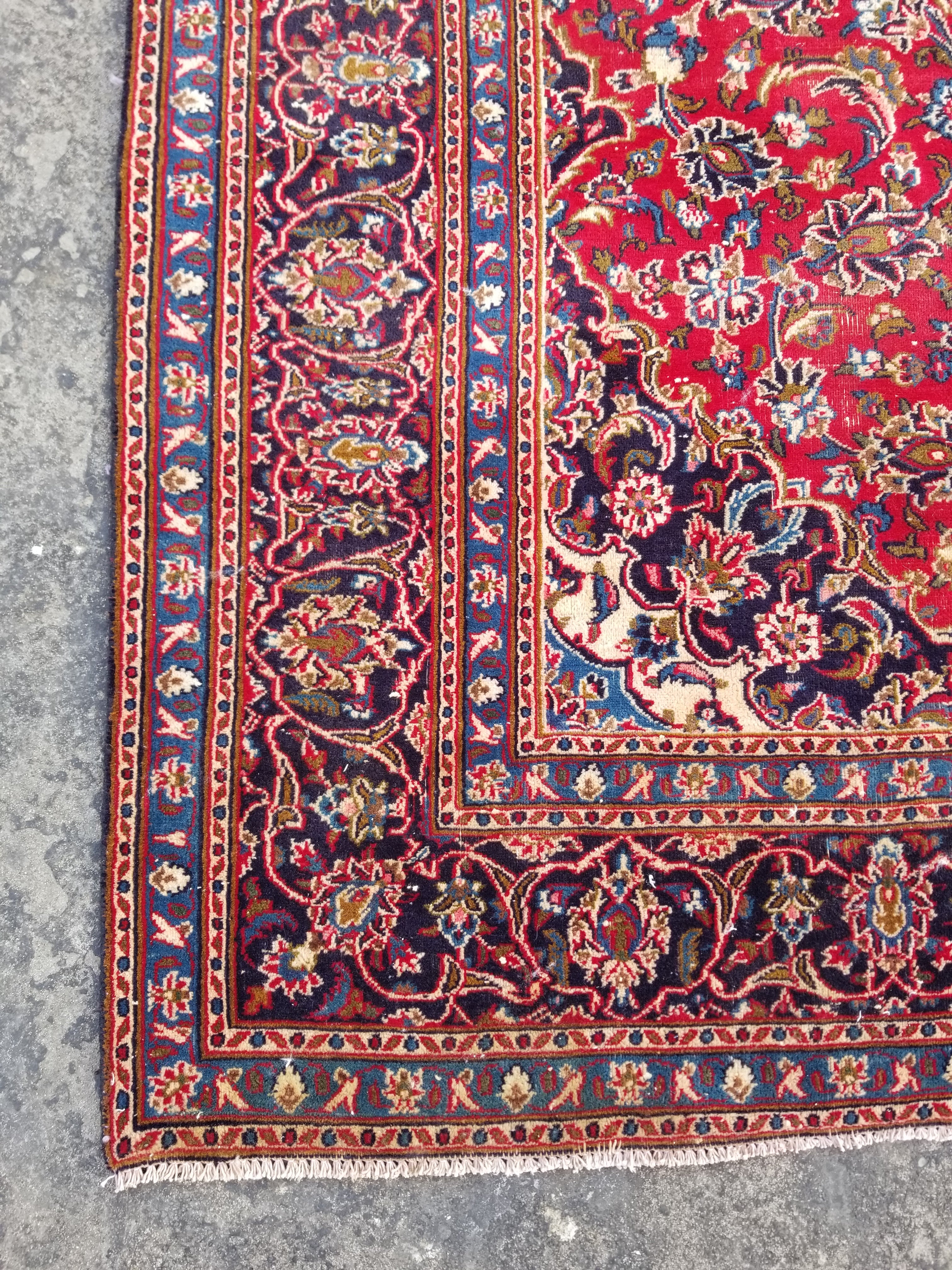 Vintage Traditional Handmade Keshan Style Wool Multicolor Rug 274x195cm