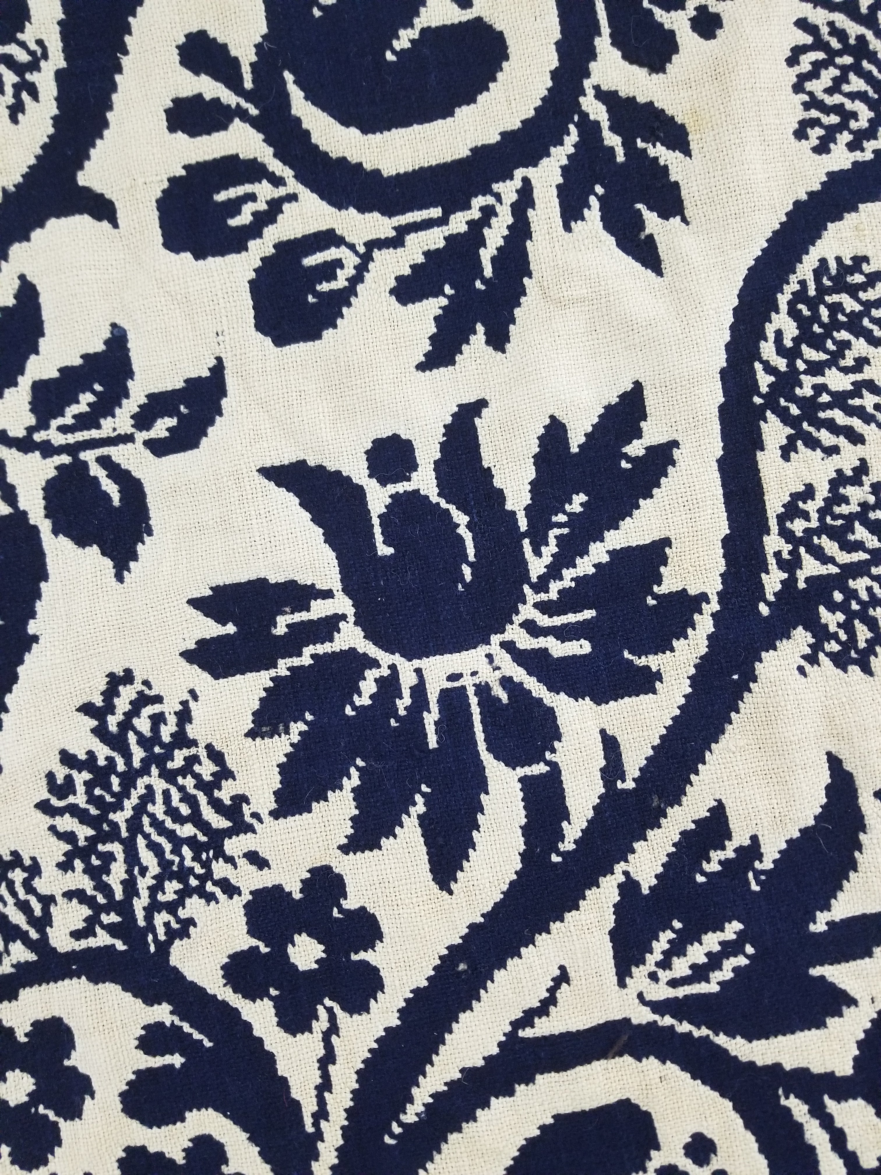 Antique American Reversible Jacquard Loomed Woolen Coverlet 206x183cm