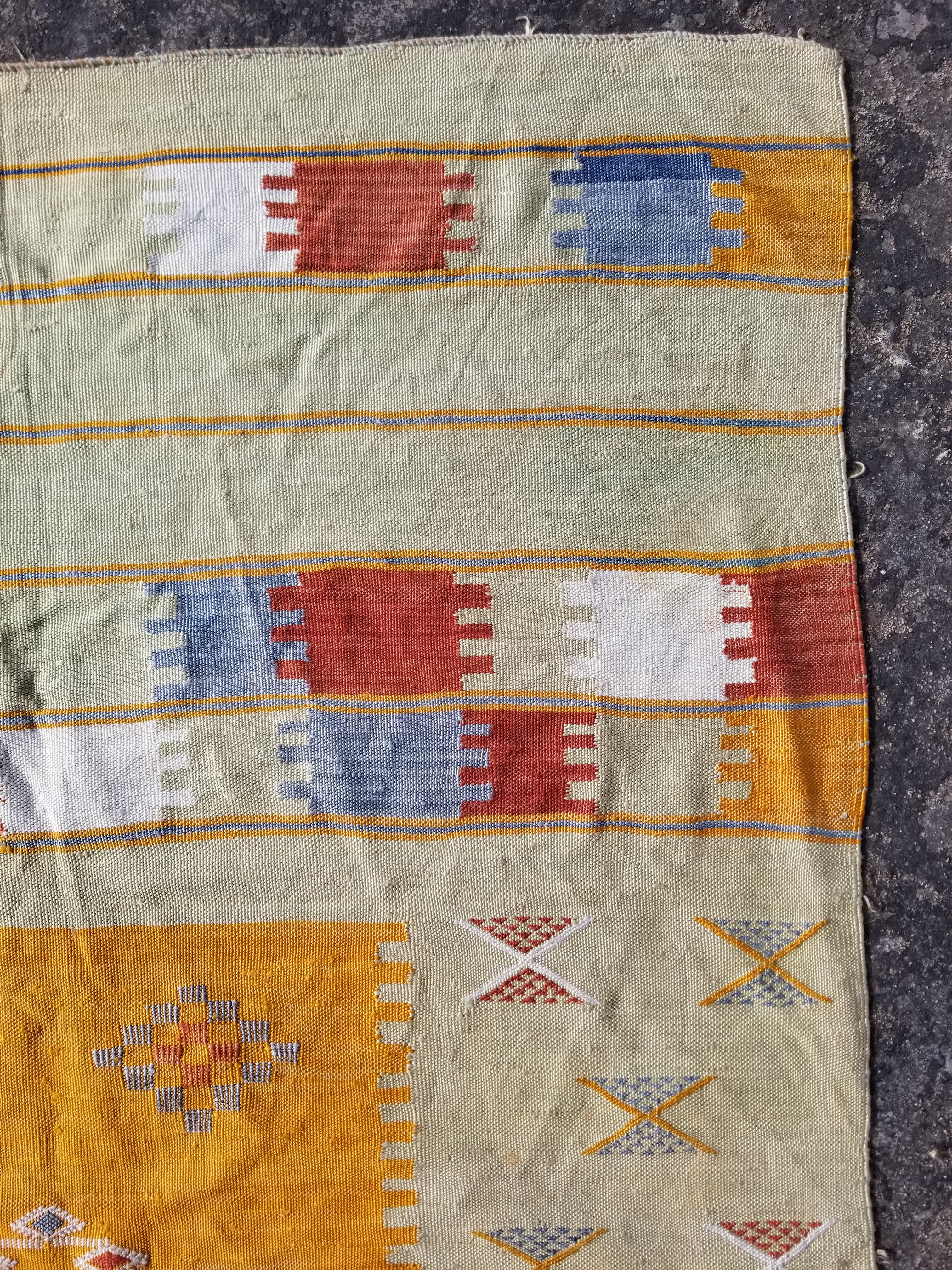 Vintage Traditional Handmade Moroccan Wool Multicolor Kilim 154x96cm