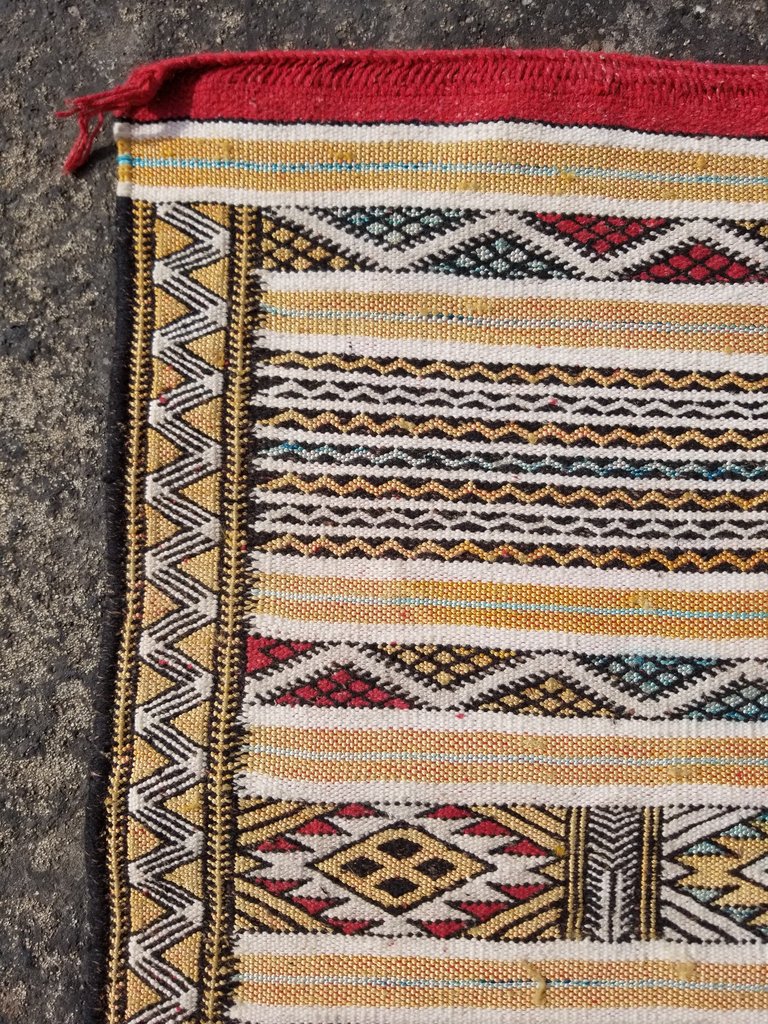 Vintage Traditional Handmade Moroccan Berber Wool Multicolor Kilim 137x45cm