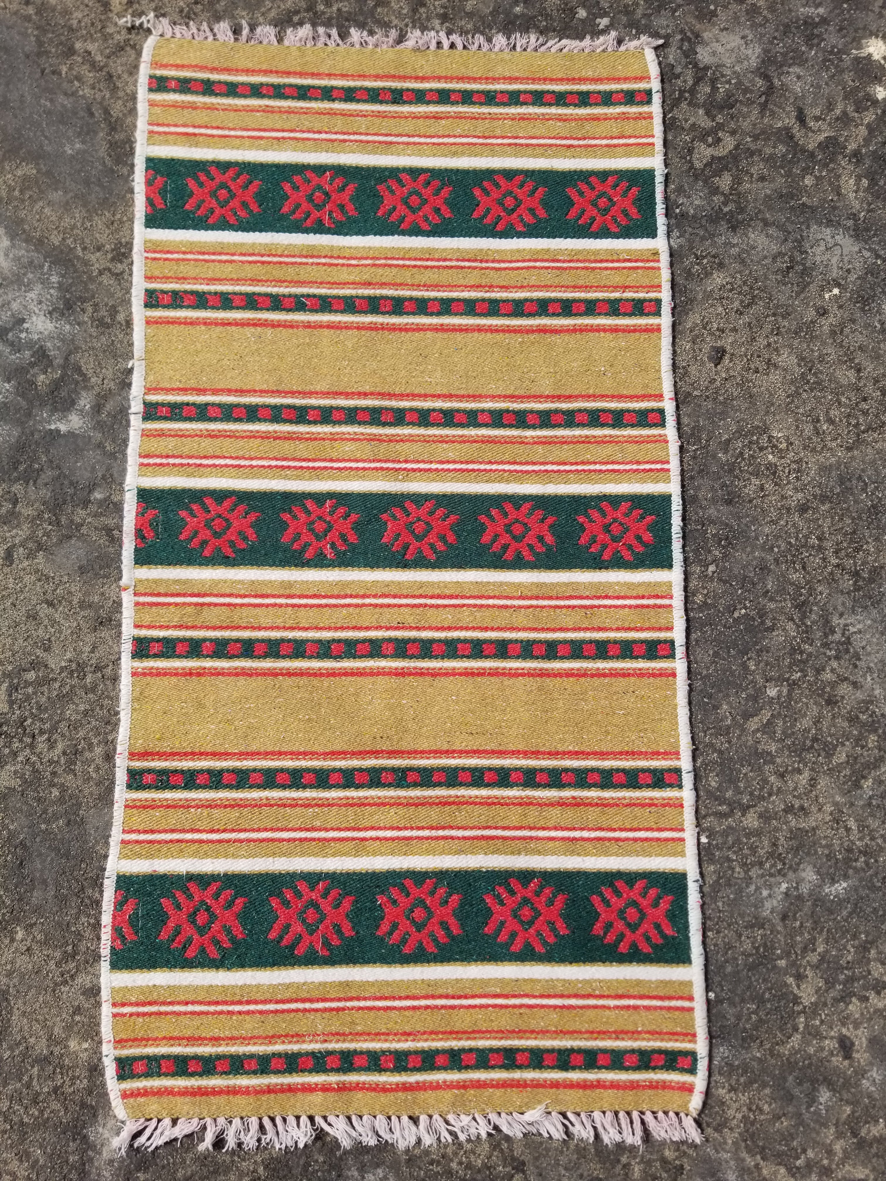 Vintage Traditional Handmade Scandinavian Wool Multicolor Kilim 111x58cm