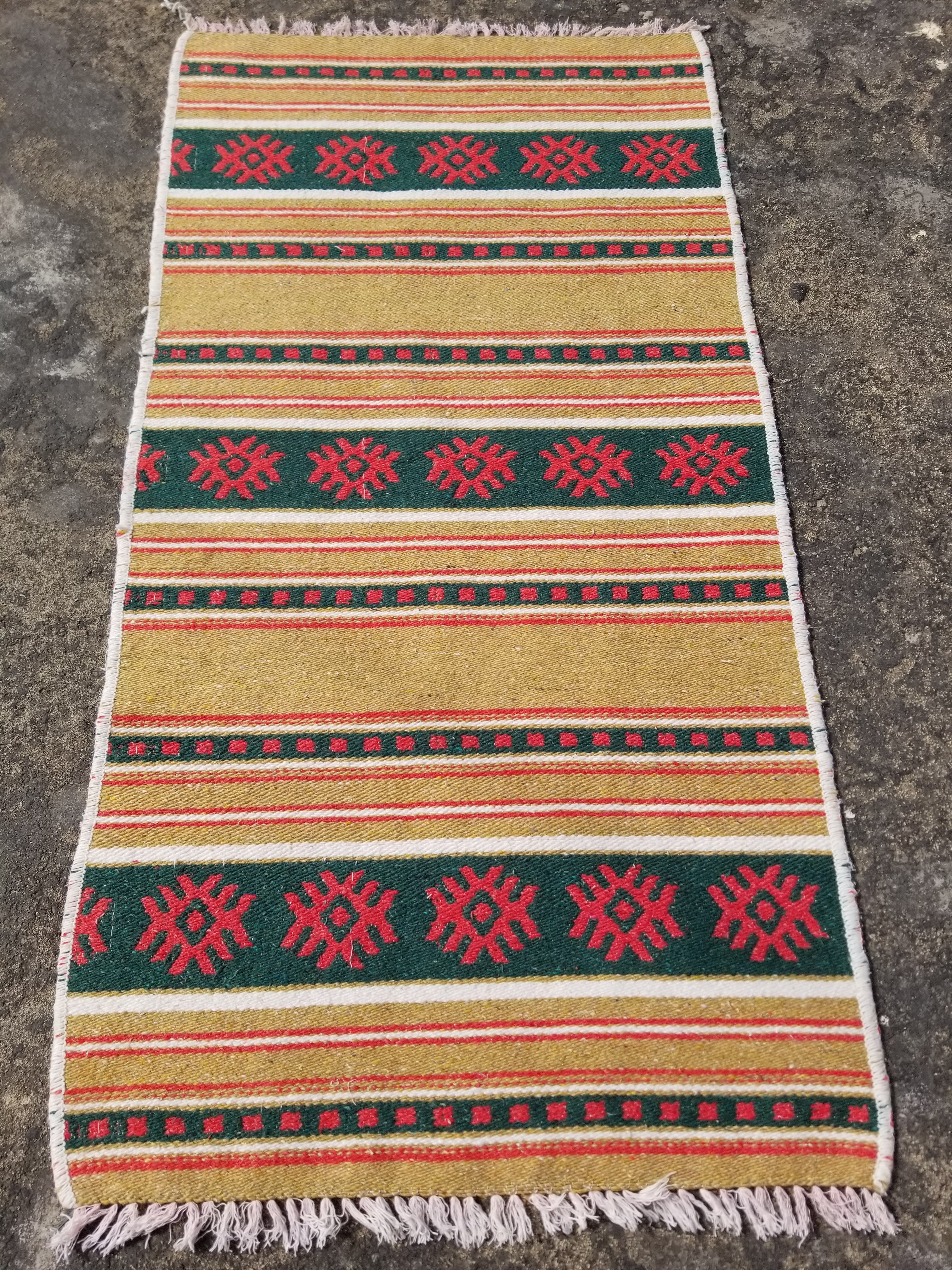 Vintage Traditional Handmade Scandinavian Wool Multicolor Kilim 111x58cm
