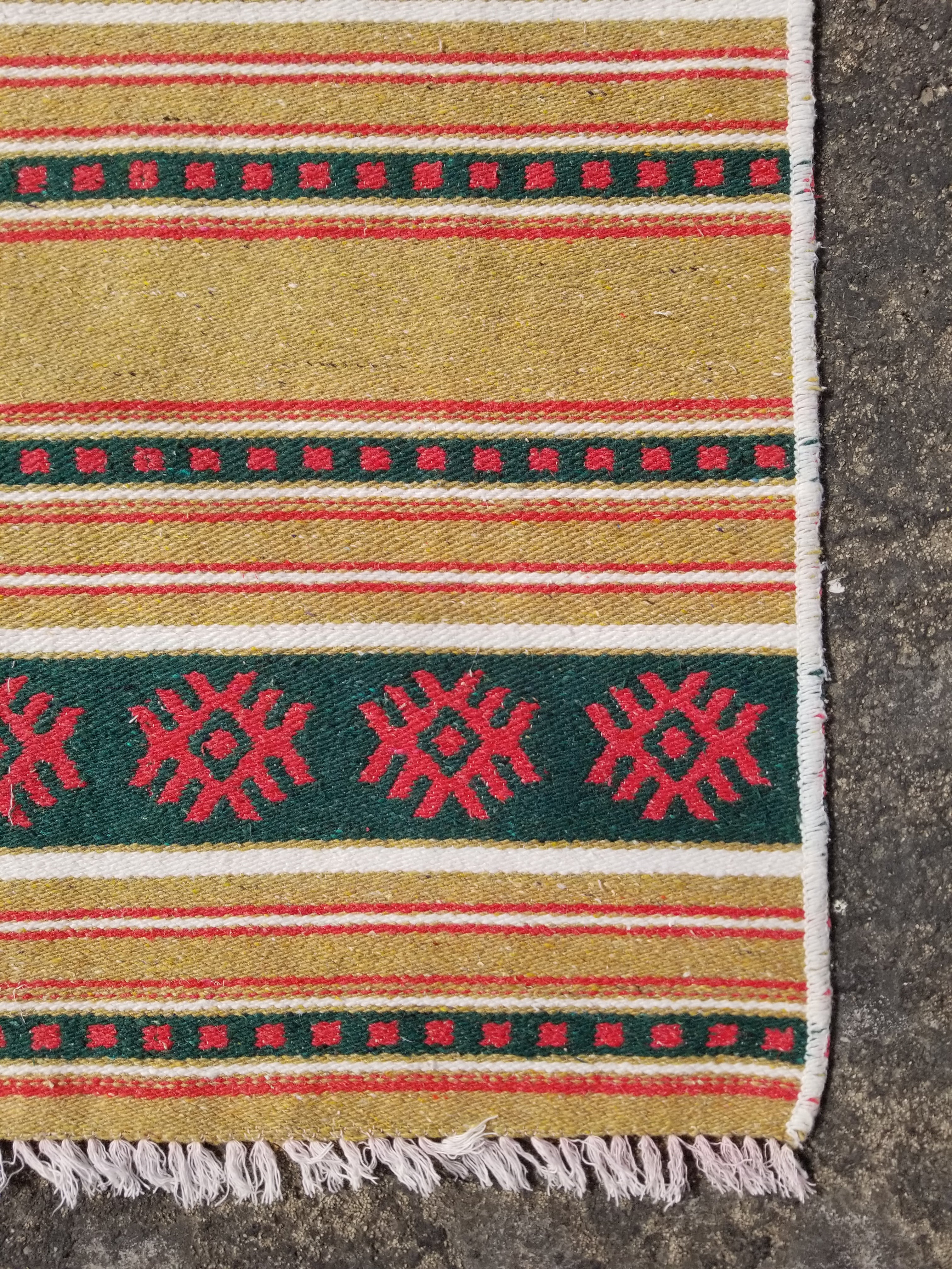 Vintage Traditional Handmade Scandinavian Wool Multicolor Kilim 111x58cm