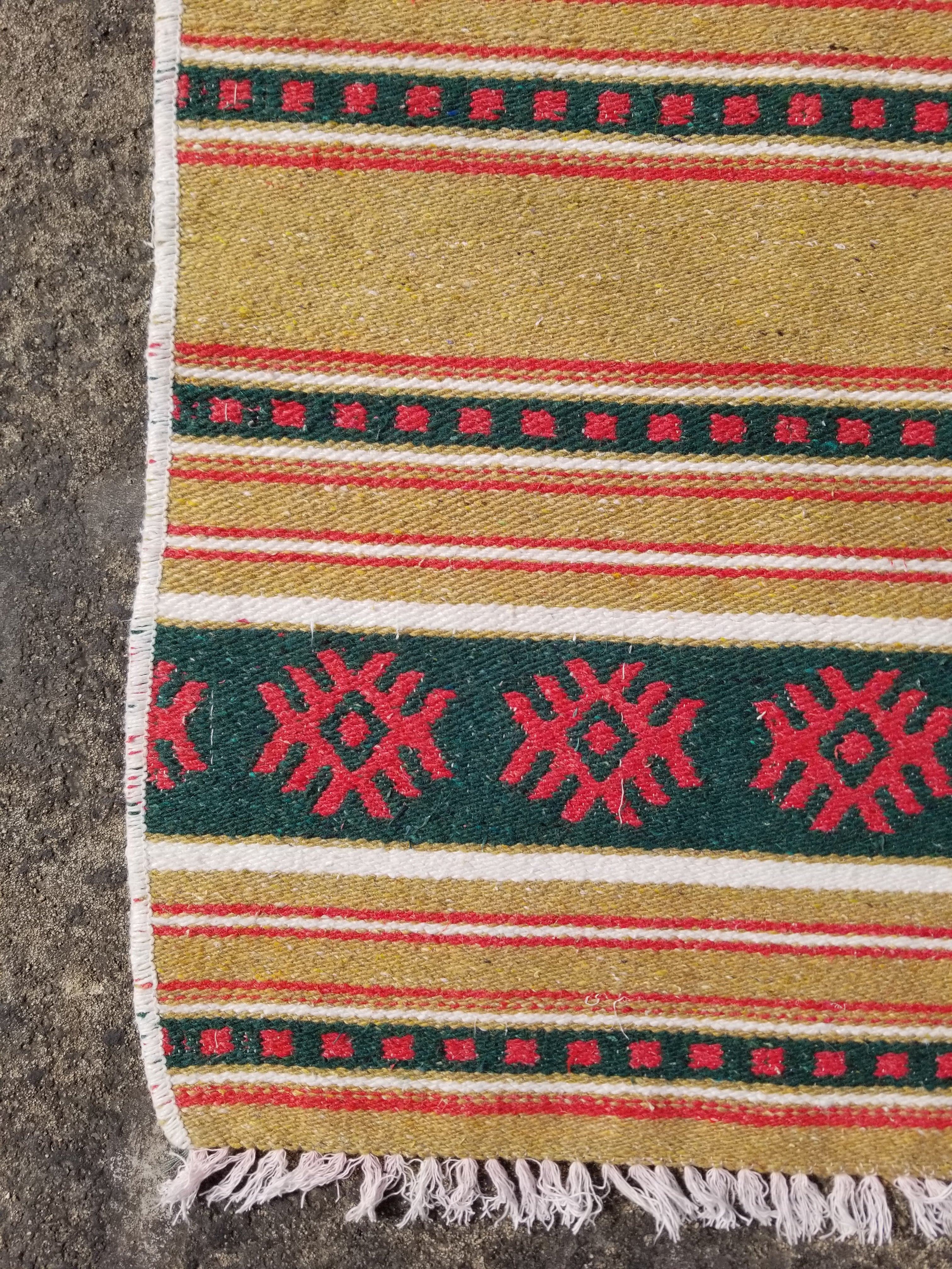 Vintage Traditional Handmade Scandinavian Wool Multicolor Kilim 111x58cm