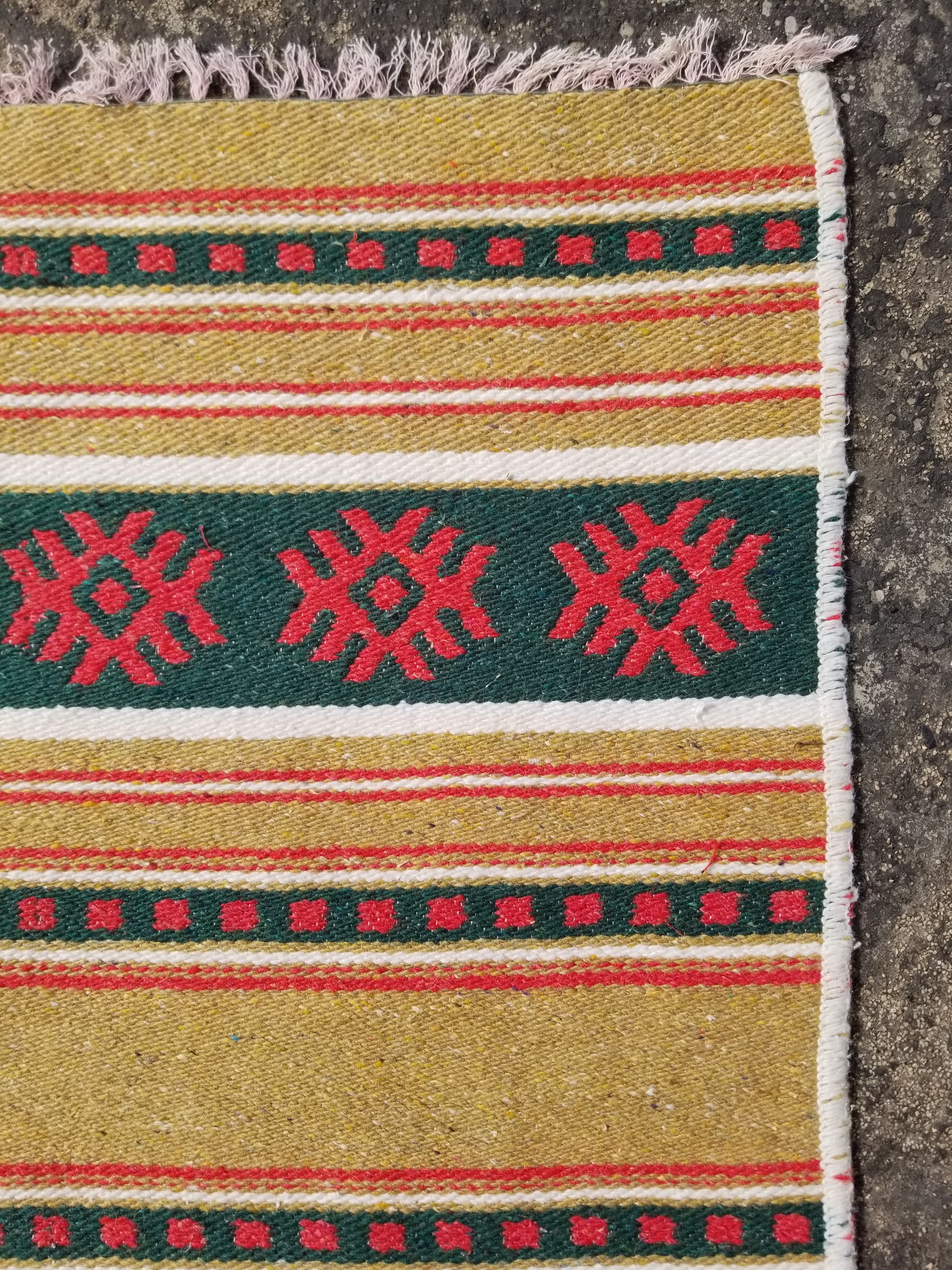 Vintage Traditional Handmade Scandinavian Wool Multicolor Kilim 111x58cm