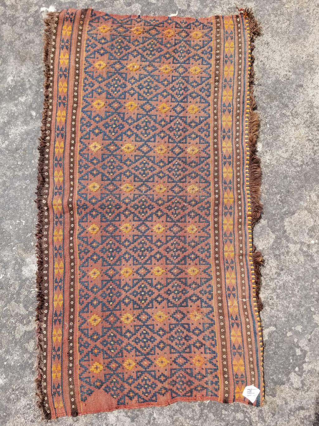 Antique Traditional Handmade Afghan Wool Multicolor Kilim 91x48cm