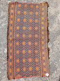Antique Traditional Handmade Afghan Wool Multicolor Kilim 91x48cm