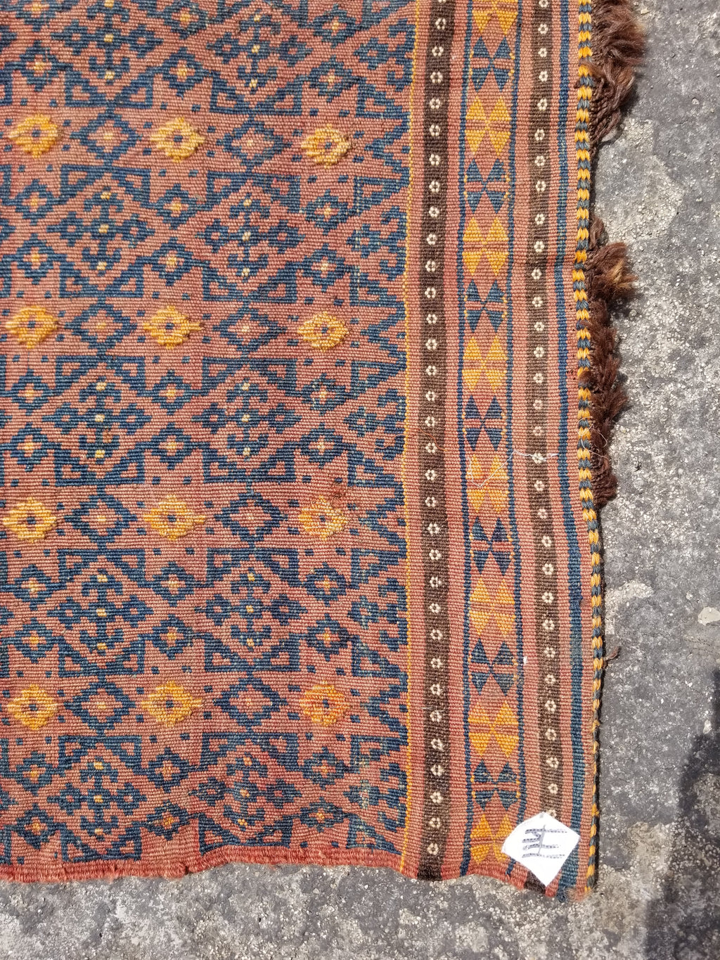 Antique Traditional Handmade Afghan Wool Multicolor Kilim 91x48cm