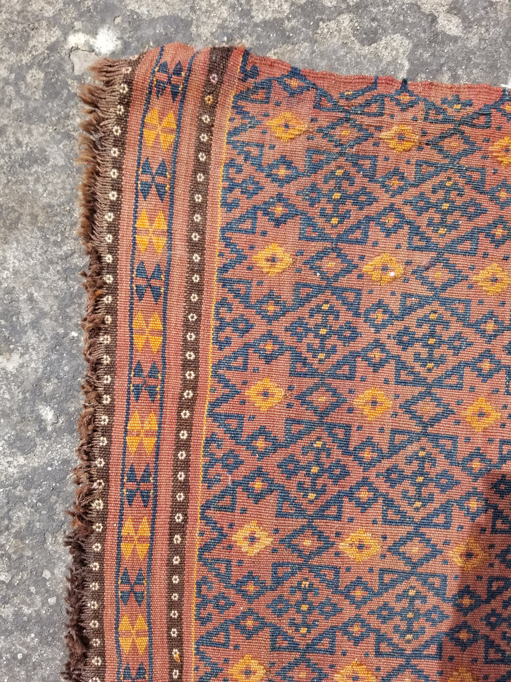 Antique Traditional Handmade Afghan Wool Multicolor Kilim 91x48cm