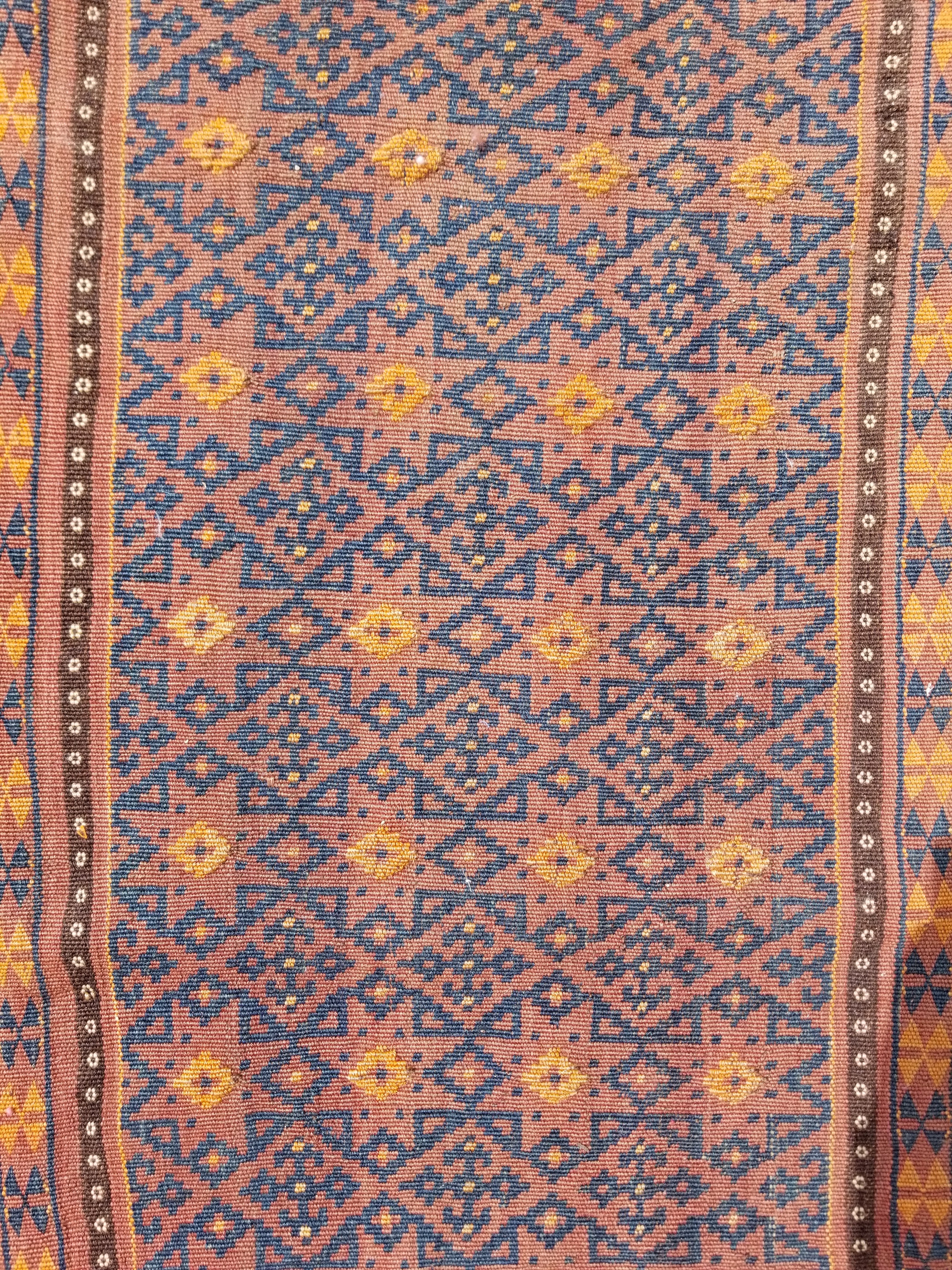 Antique Traditional Handmade Afghan Wool Multicolor Kilim 91x48cm
