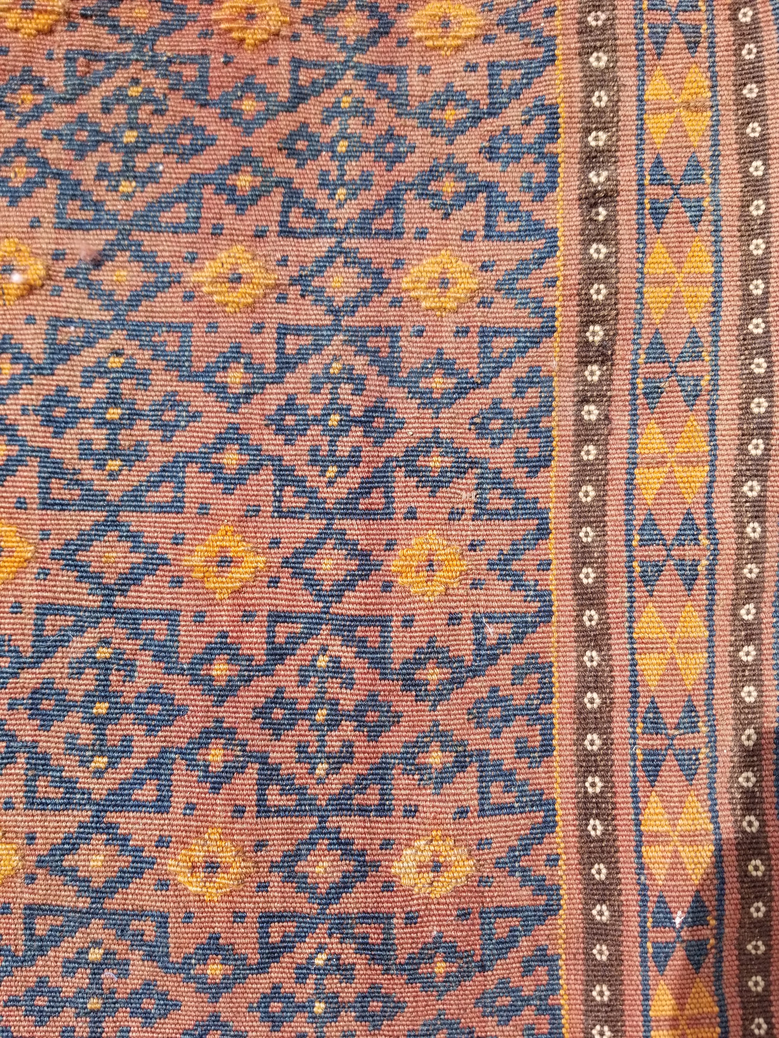 Antique Traditional Handmade Afghan Wool Multicolor Kilim 91x48cm