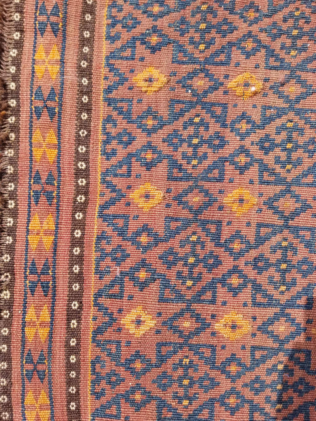 Antique Traditional Handmade Afghan Wool Multicolor Kilim 91x48cm