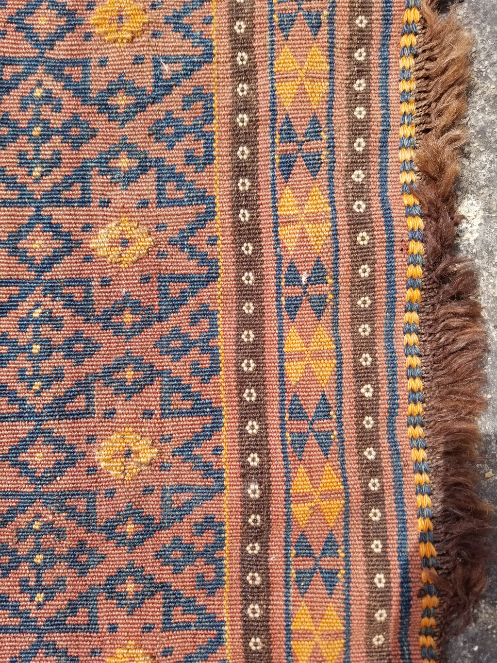 Antique Traditional Handmade Afghan Wool Multicolor Kilim 91x48cm