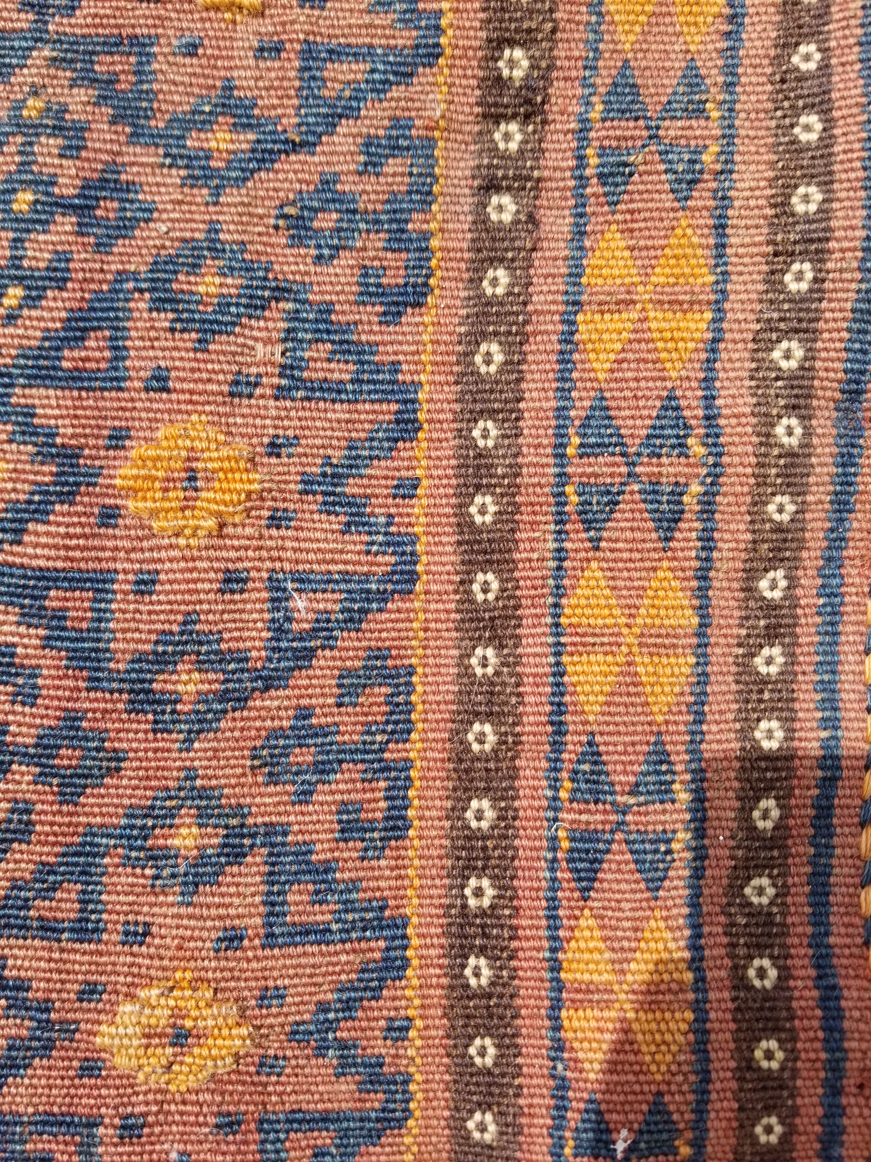 Antique Traditional Handmade Afghan Wool Multicolor Kilim 91x48cm