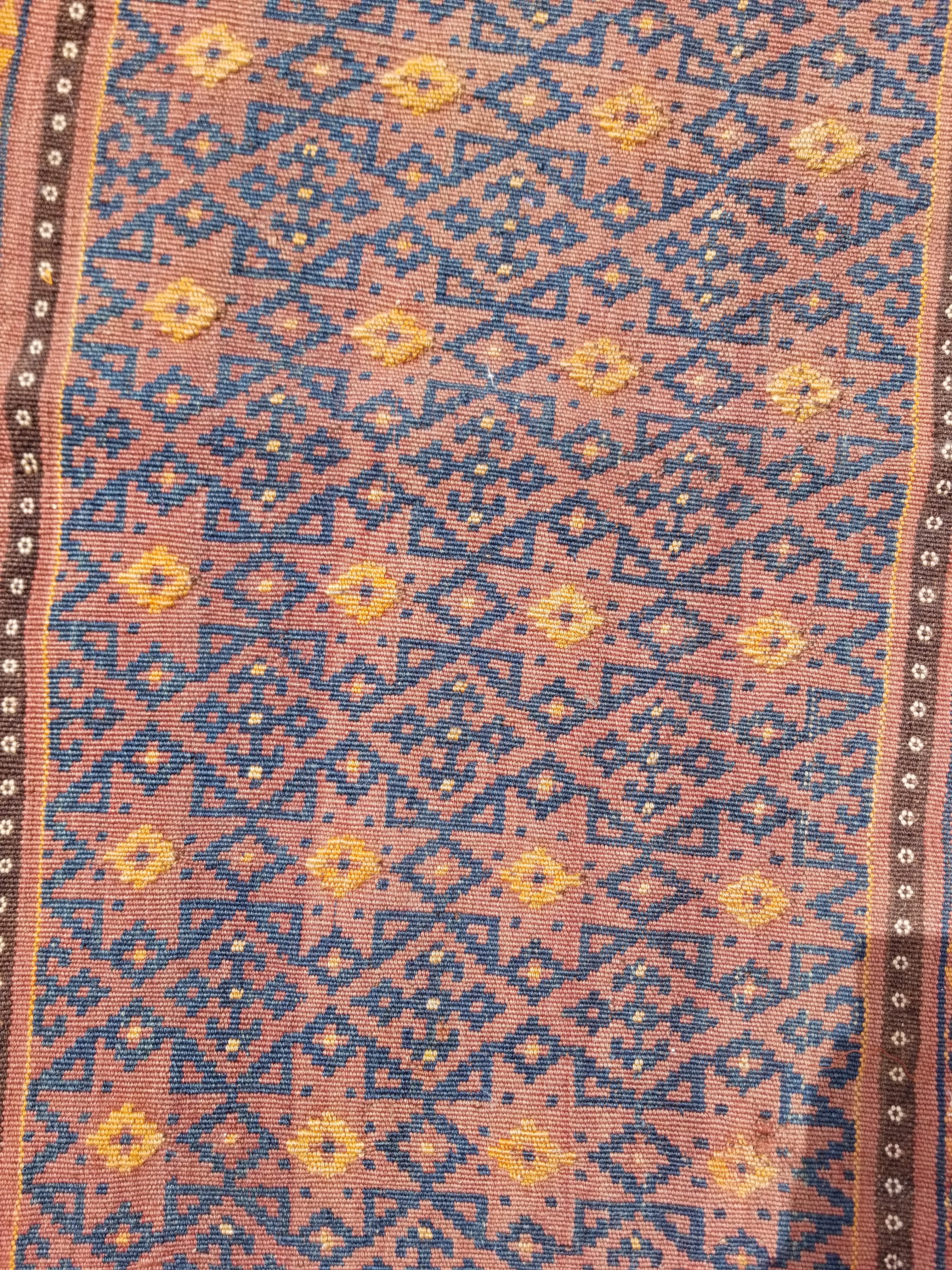 Antique Traditional Handmade Afghan Wool Multicolor Kilim 91x48cm