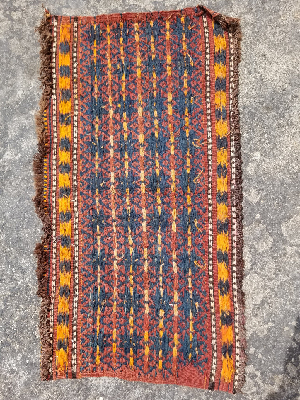 Antique Traditional Handmade Afghan Wool Multicolor Kilim 91x48cm