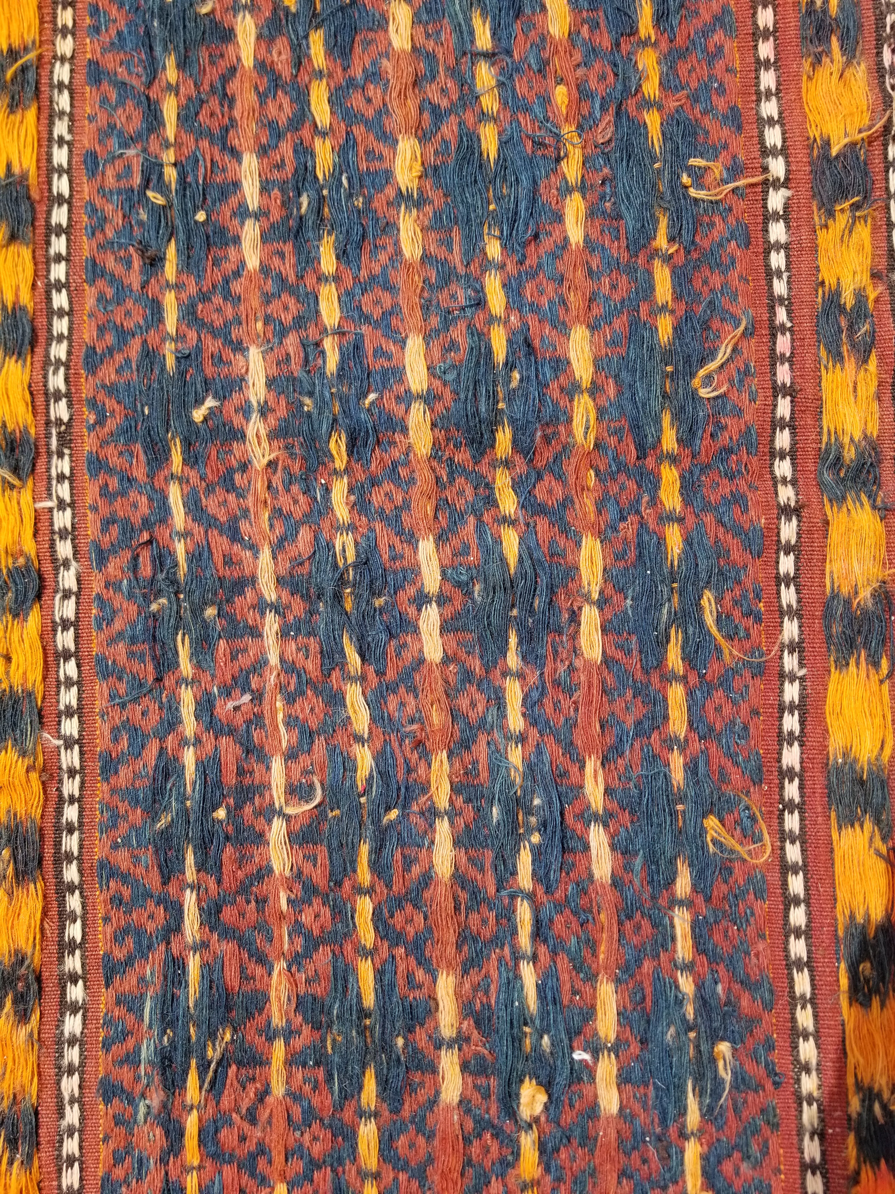 Antique Traditional Handmade Afghan Wool Multicolor Kilim 91x48cm