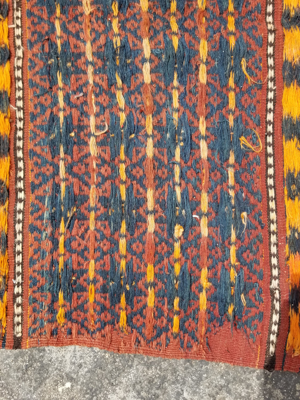 Antique Traditional Handmade Afghan Wool Multicolor Kilim 91x48cm