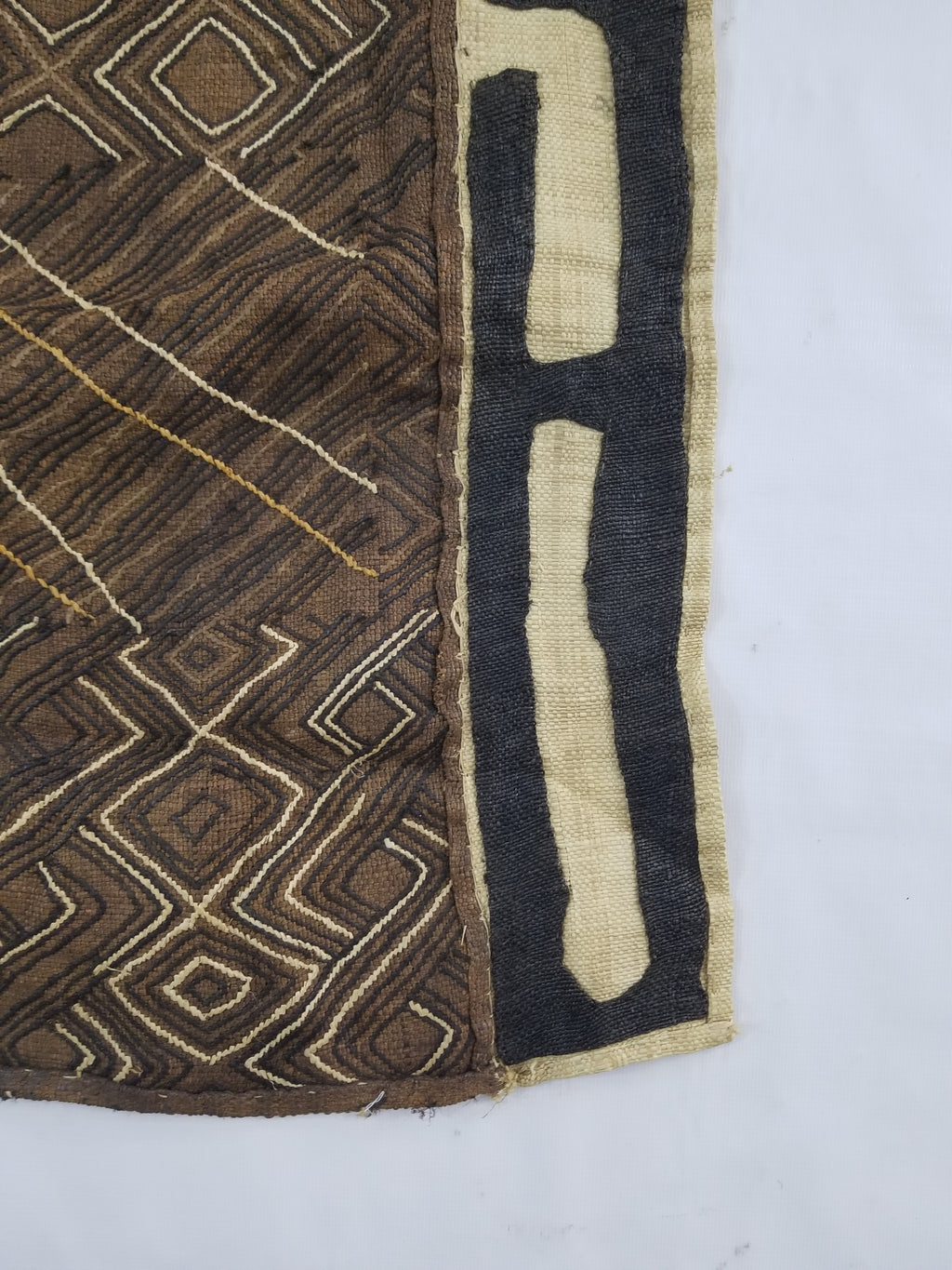 Vintage African Handwoven Kuba Cloth Raffia Textile Panel 109x41cm