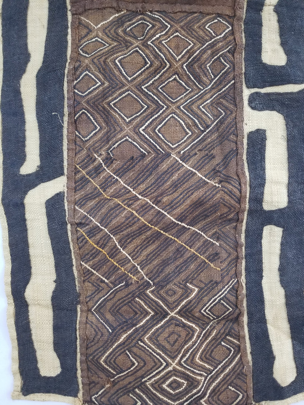 Vintage African Handwoven Kuba Cloth Raffia Textile Panel 109x41cm