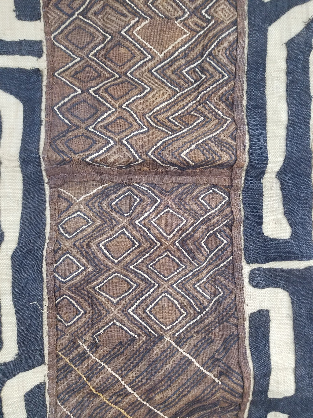 Vintage African Handwoven Kuba Cloth Raffia Textile Panel 109x41cm
